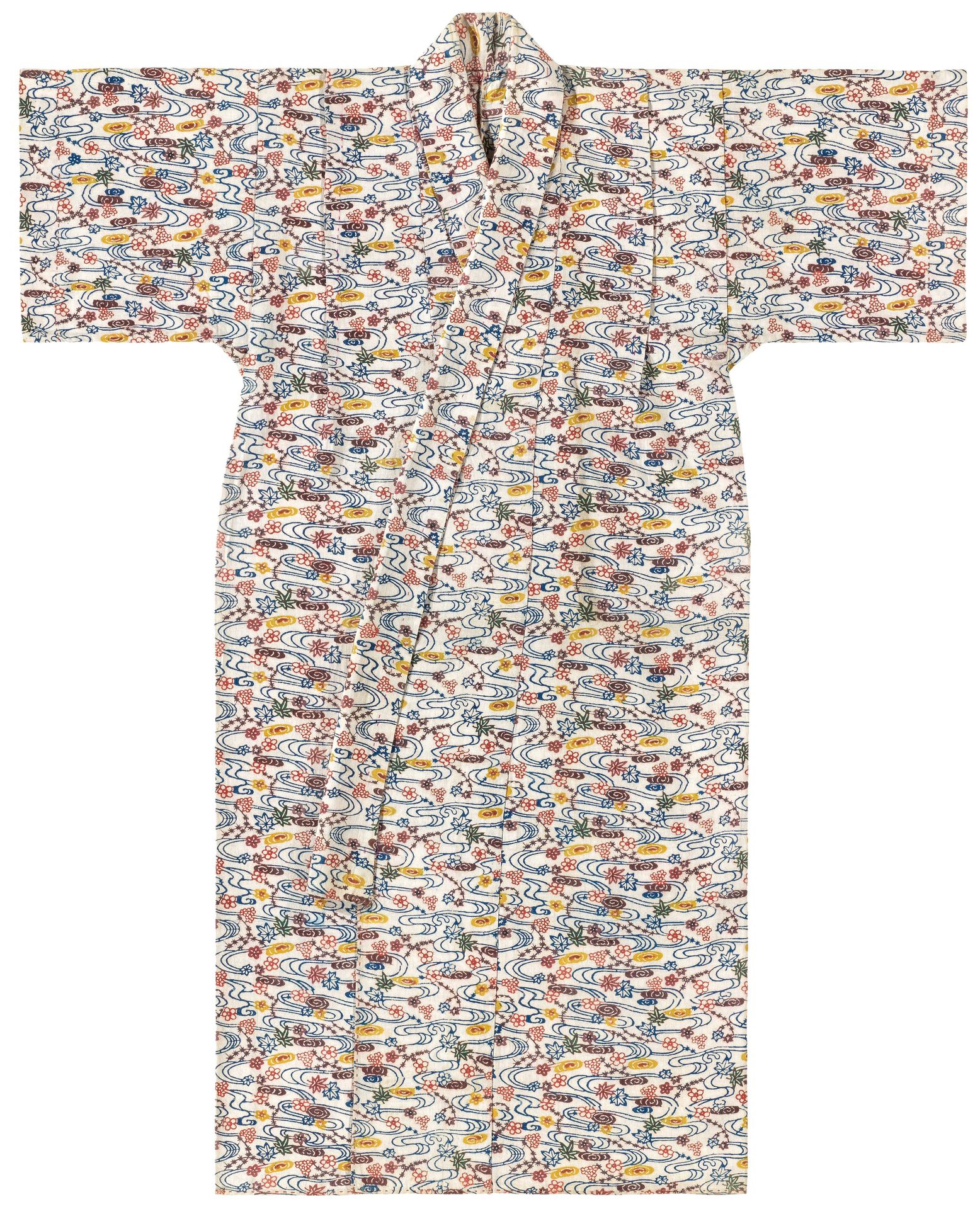 White-ground Ryūkyūan robe (ryūso) with water by Anonymous