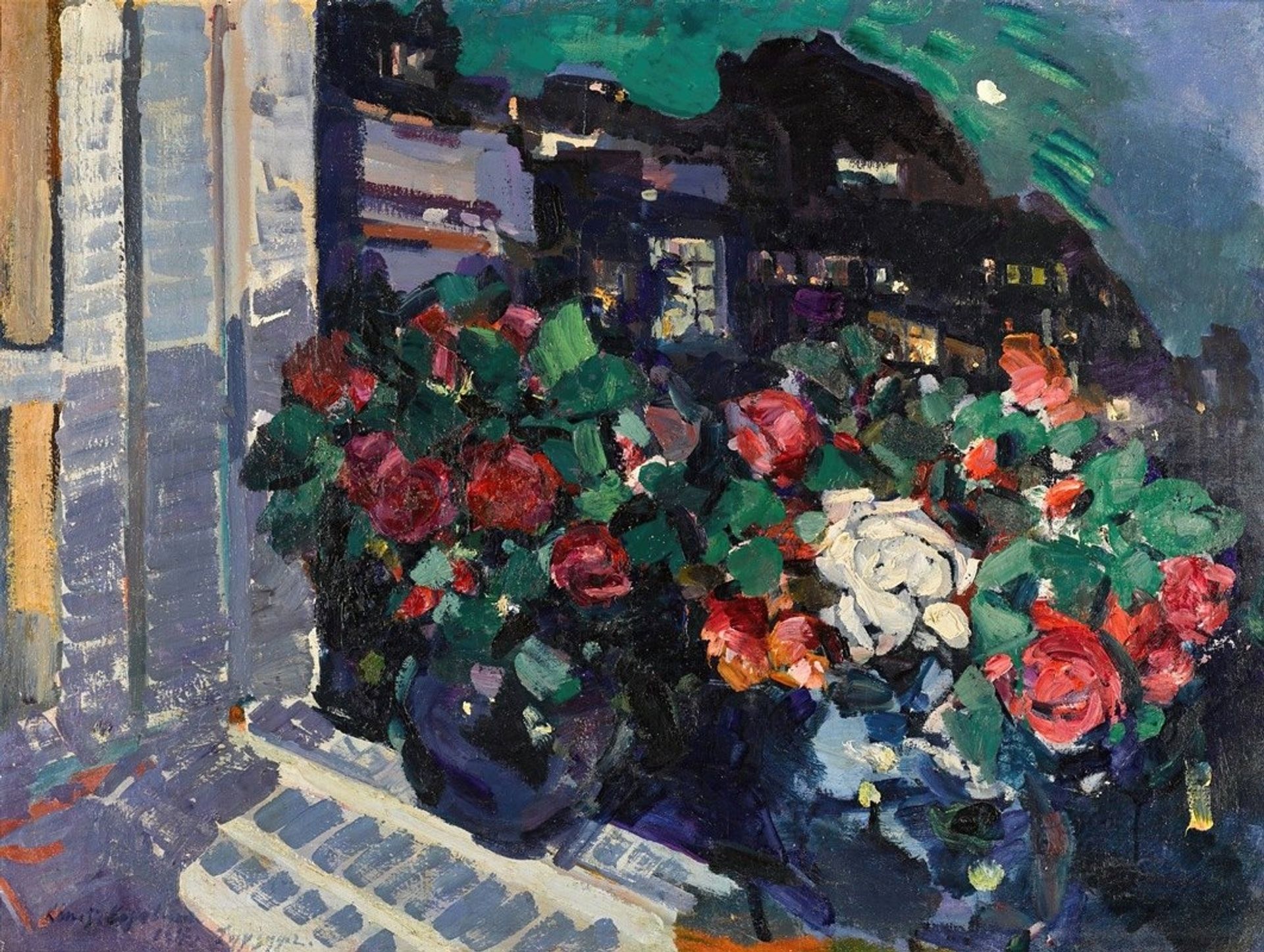 Roses on a Window Sill, Gurzuf by Konstantin Alexeevich Korovin