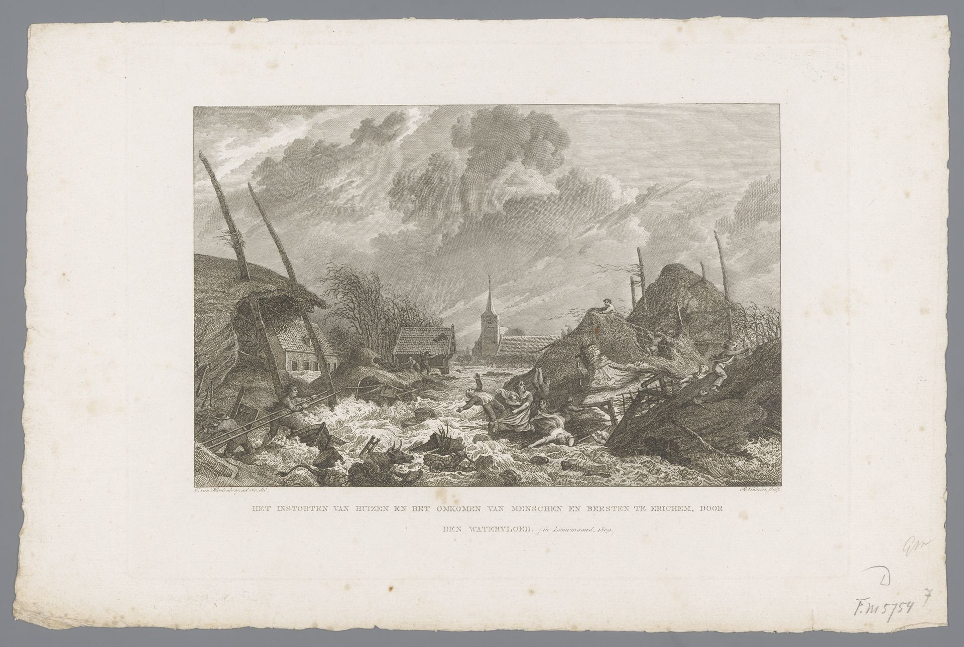 Overstroming te Erichem, 1809 by Reinier Vinkeles
