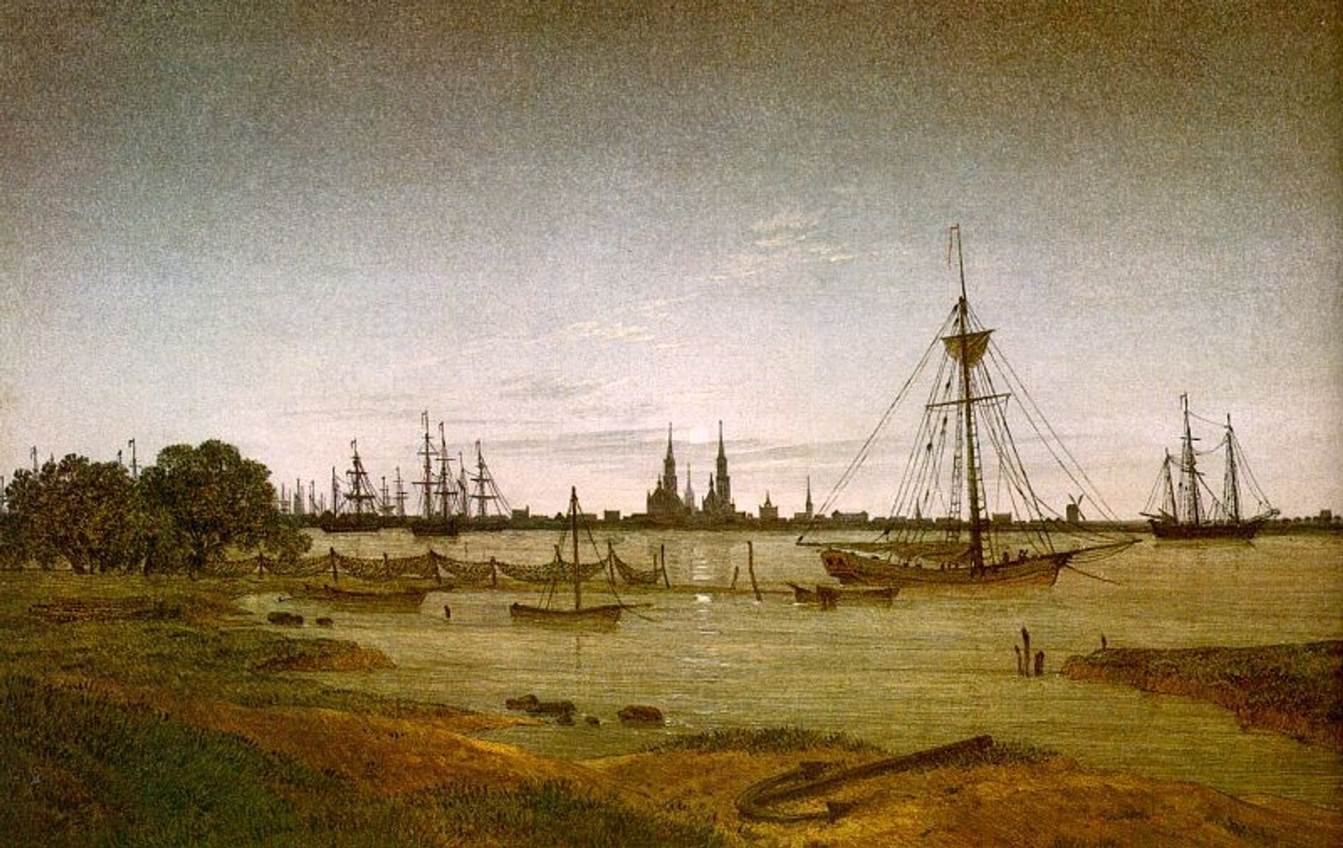 Port by Moonlight by Caspar David Friedrich