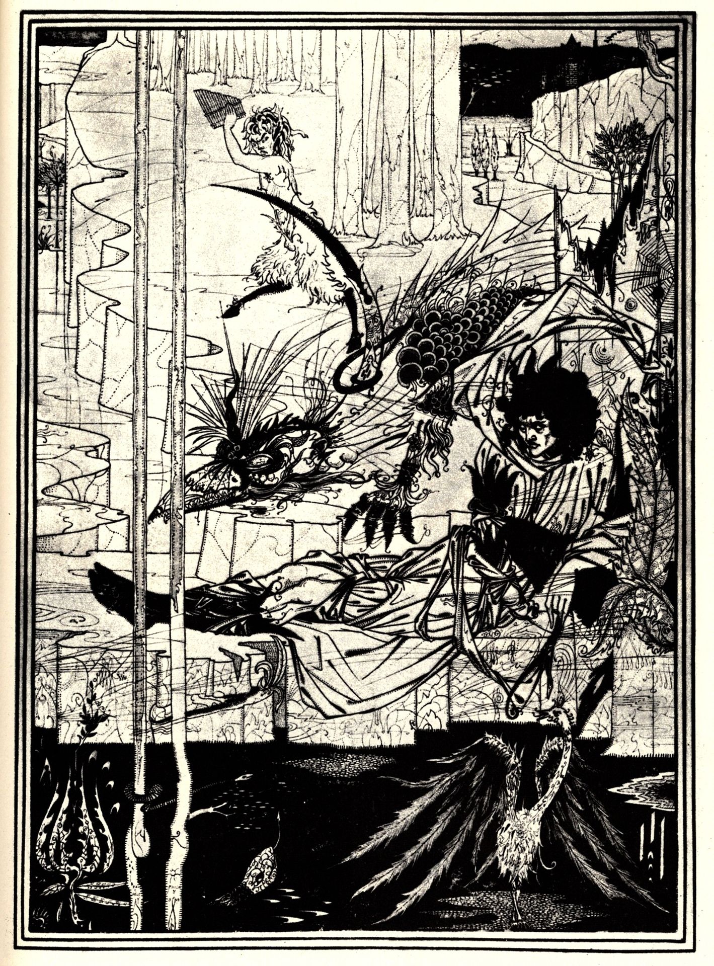 How King Arthur Saw the Questing Beast by Aubrey Vincent Beardsley