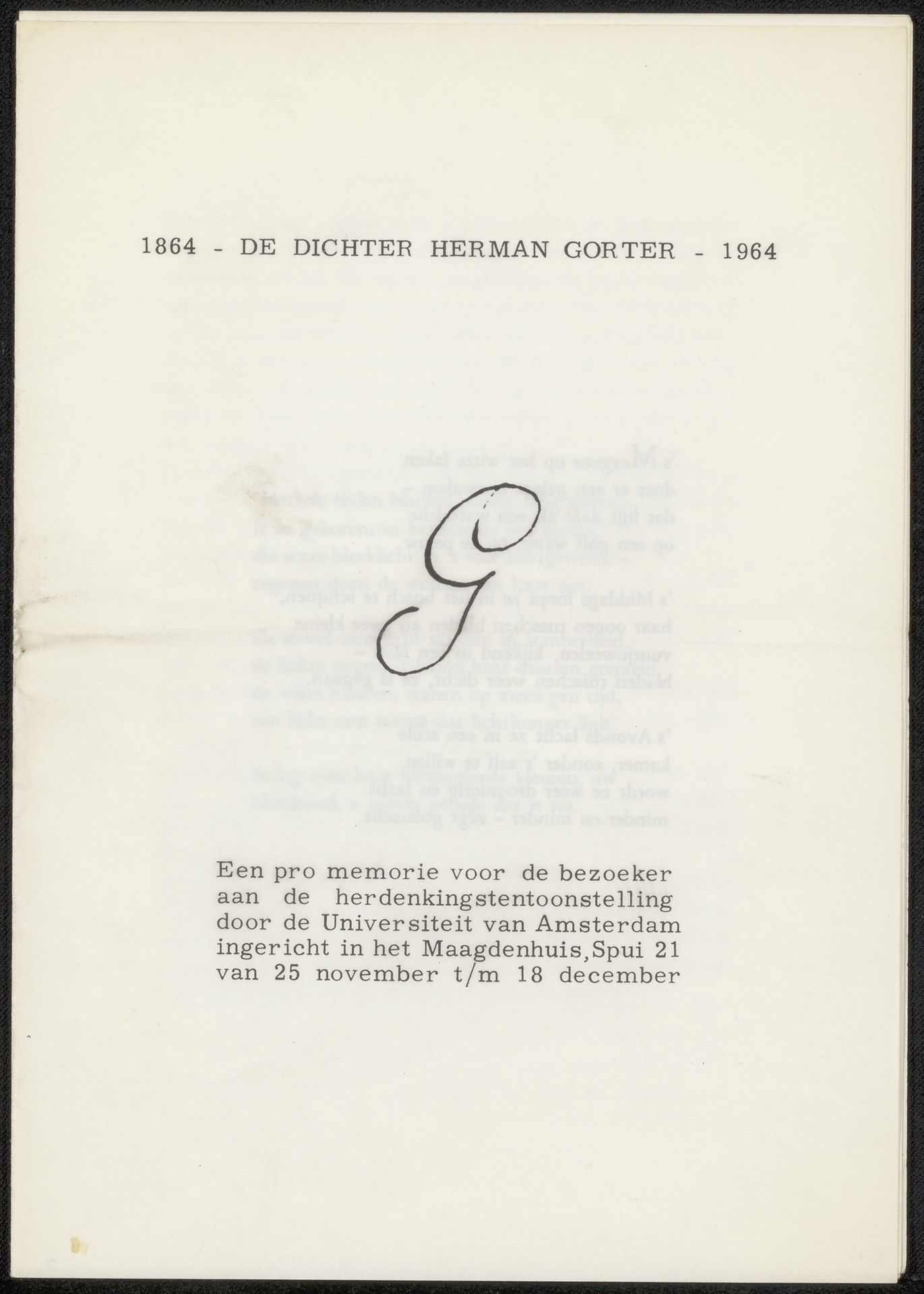 Pro memorie Herman Gorter uit archief Jan Veth by Anonymous