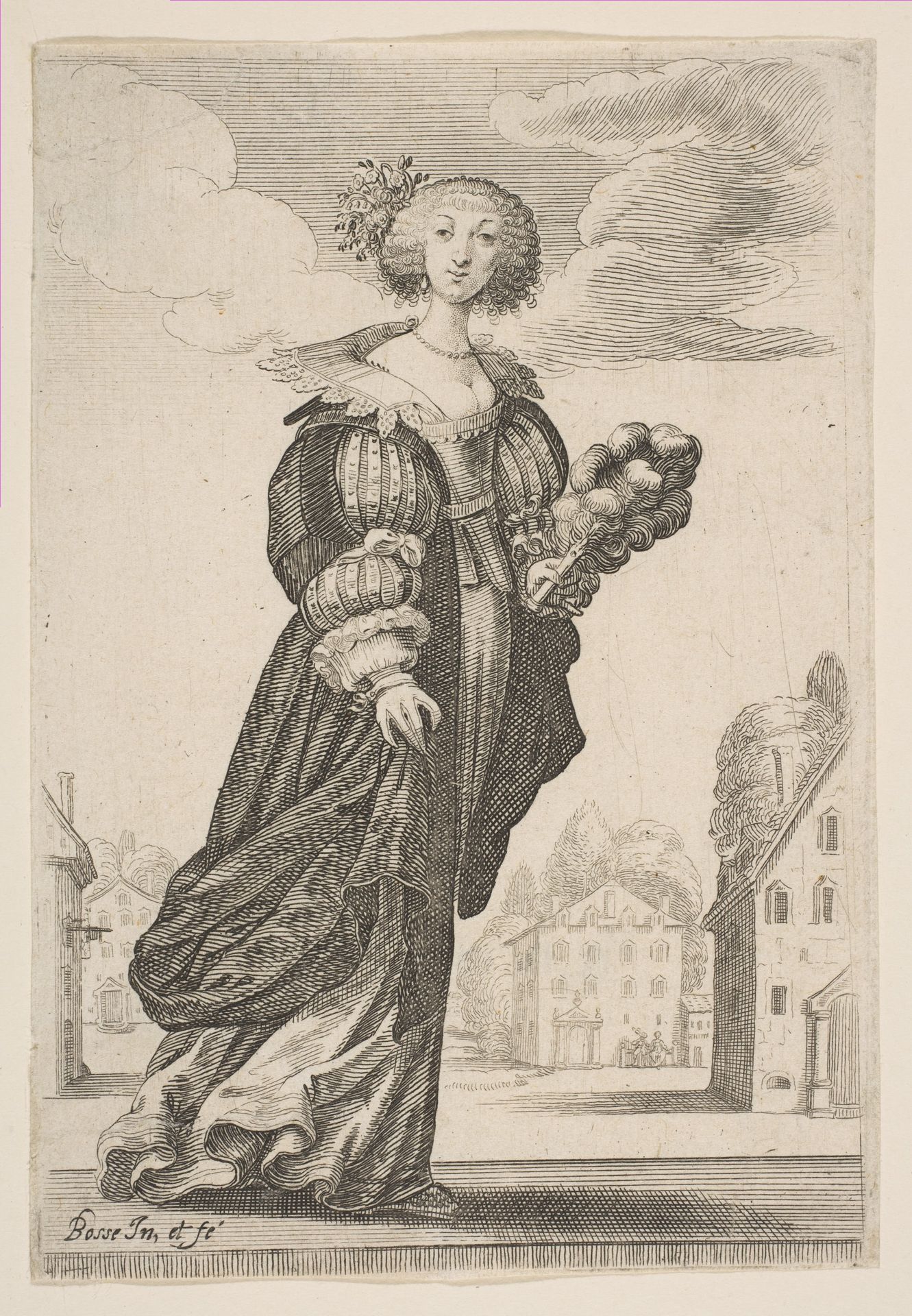 Woman Holding a Fan by Abraham Bosse