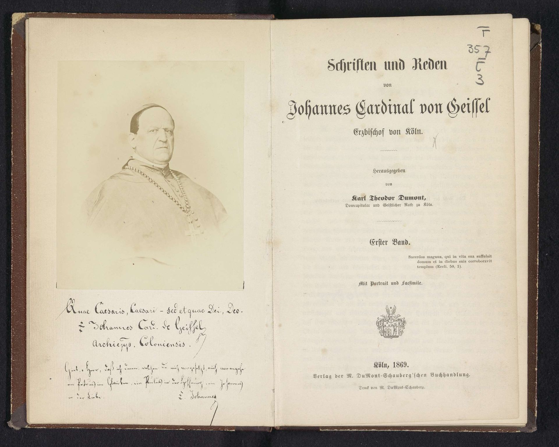 Schriften und Reden von Johannes Cardinal von Geissel Erzbischof von Köln : Erster Band by Johannes von Geissel