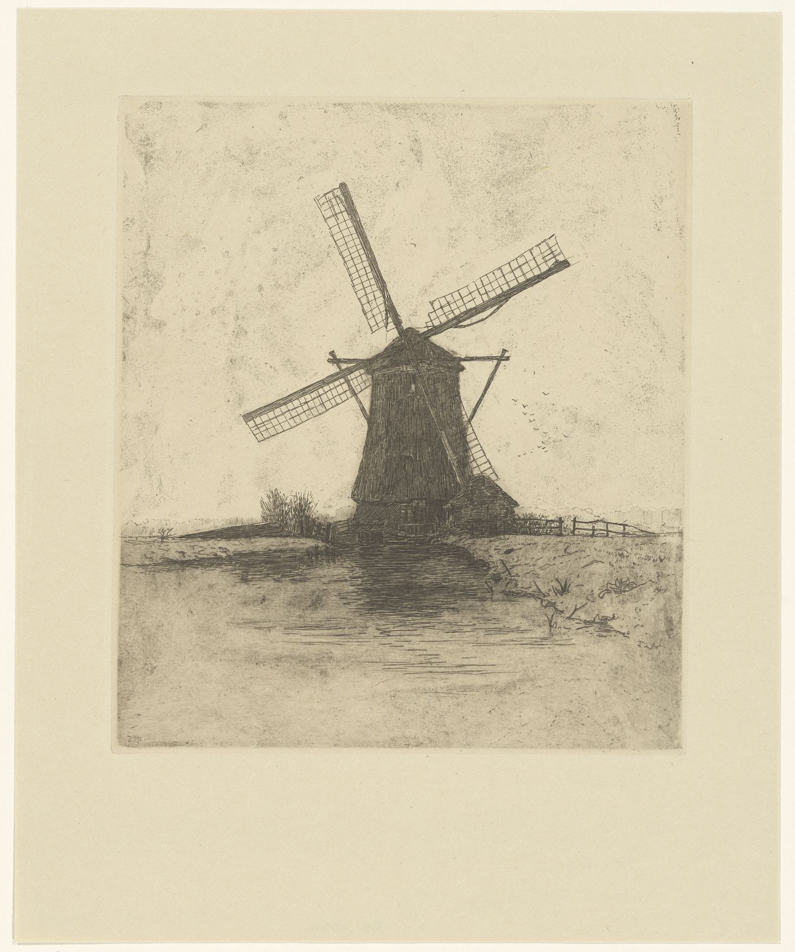 Molen aan een sloot by Philip Zilcken