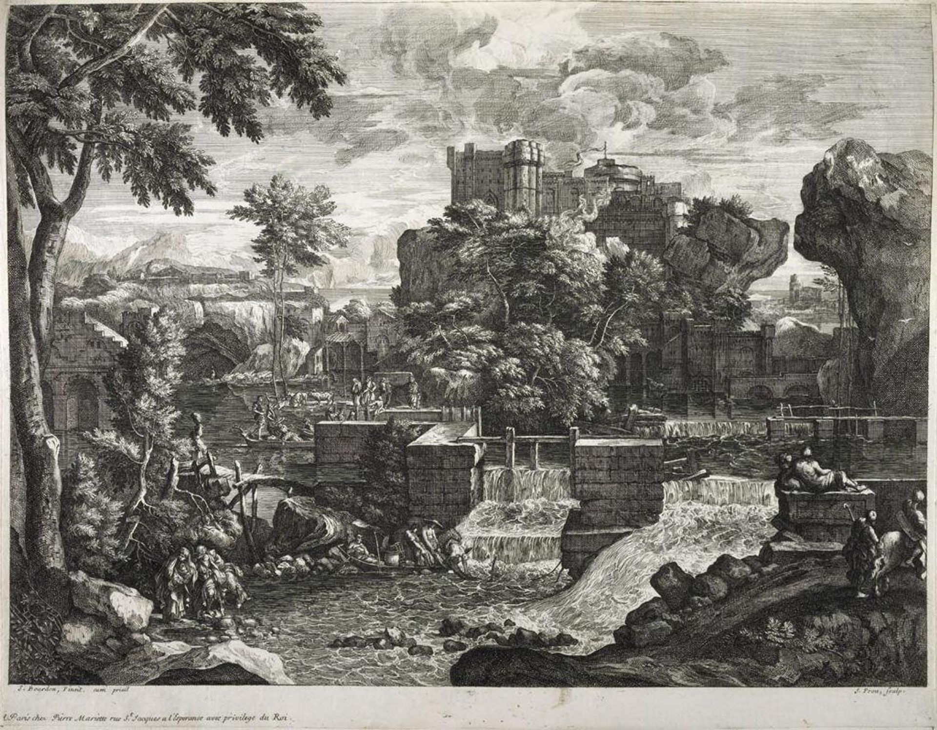 Large Rocky Landscape (with Flight into Egypt) by Jacques Prou