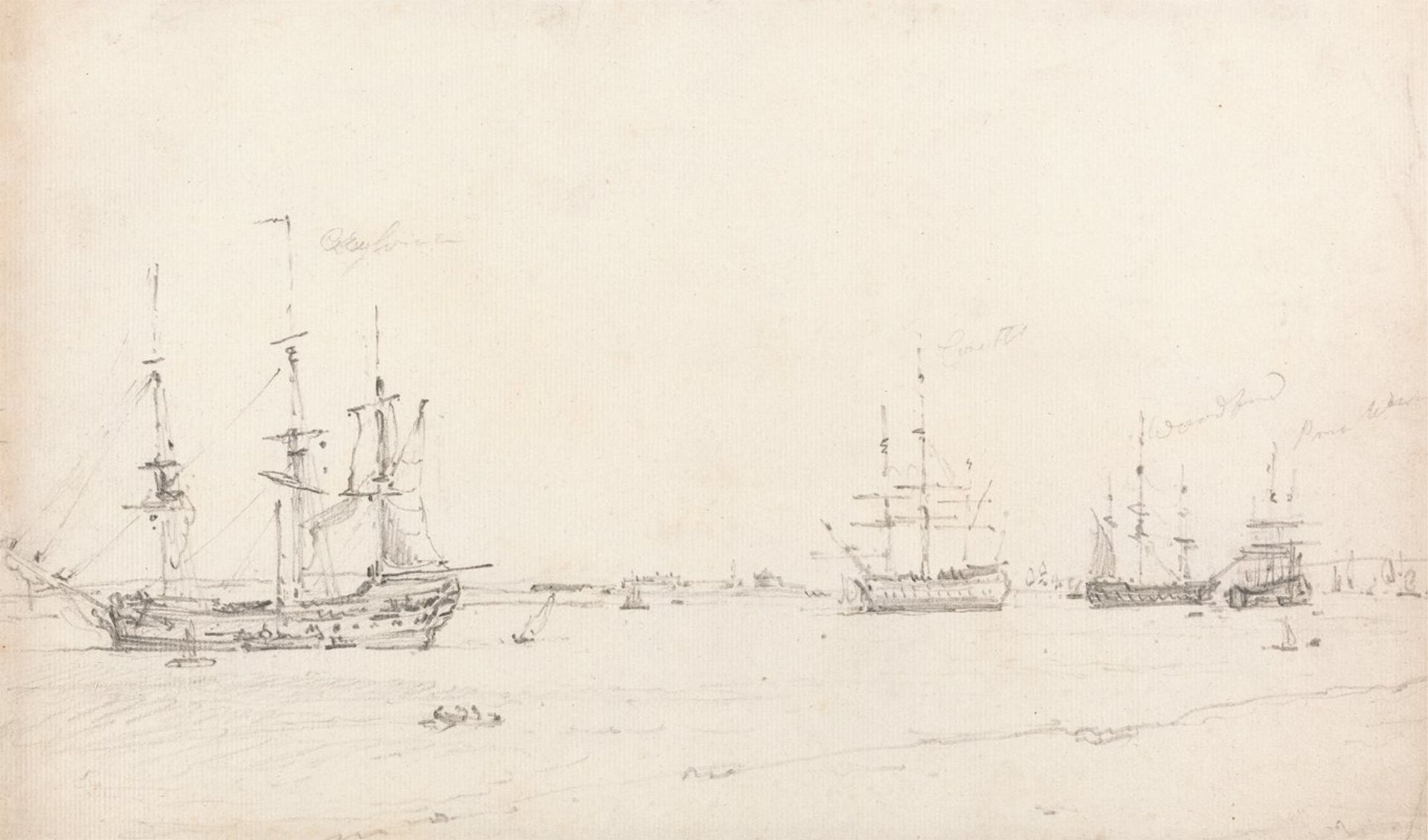 Four East Indiamen at Archor by John Constable