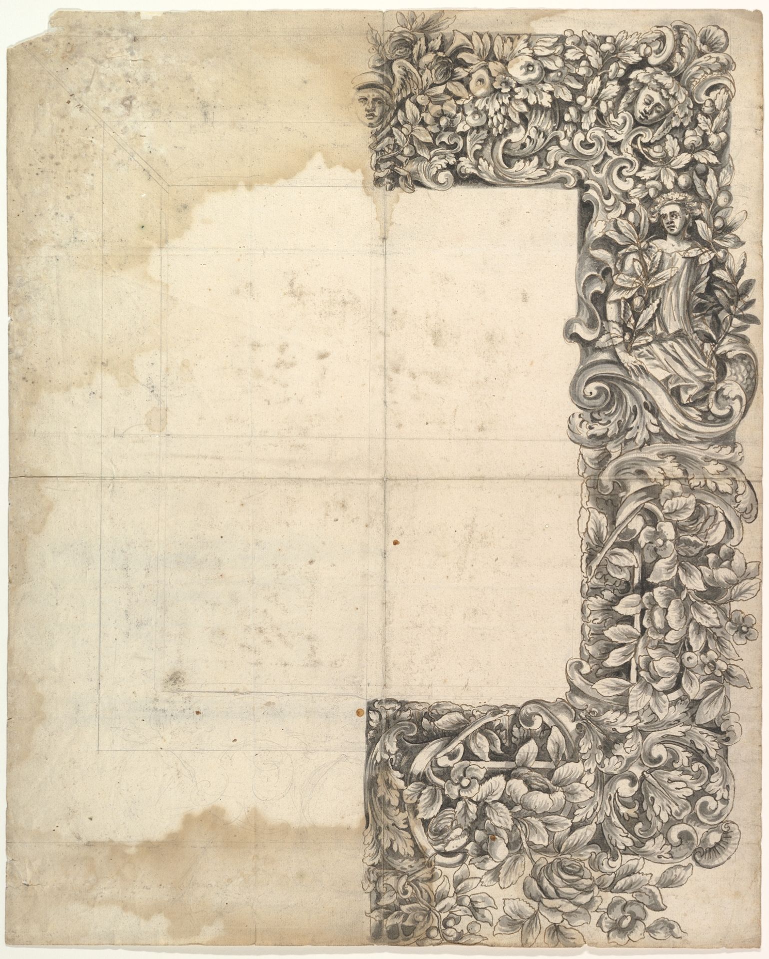 Design for a Carved Mirror Frame (right side only) by Anonymous