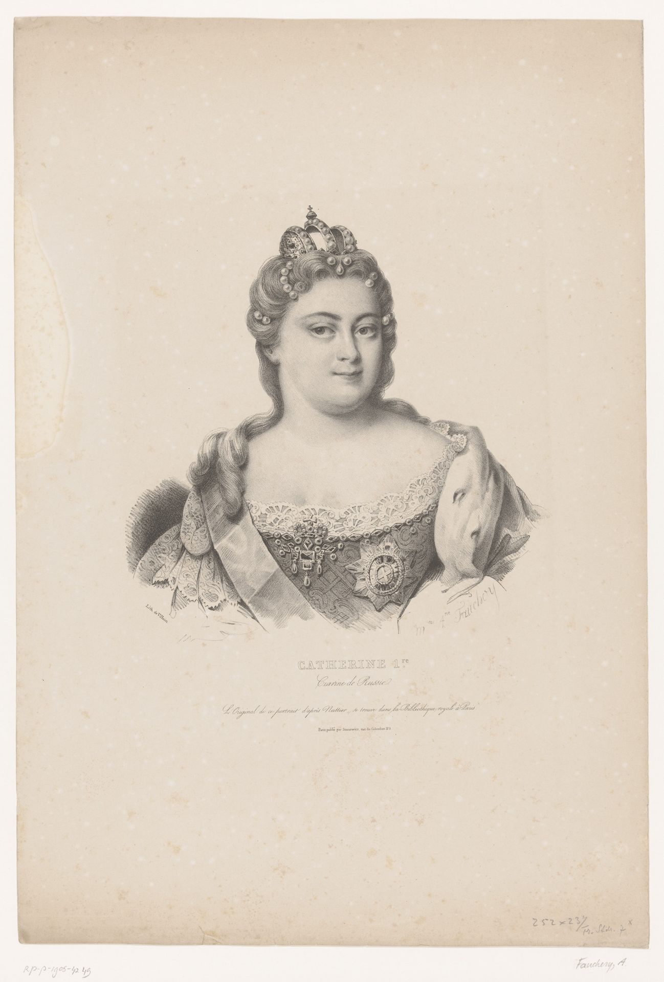 Portret van Catharina I van Rusland by Augustine Fauchery