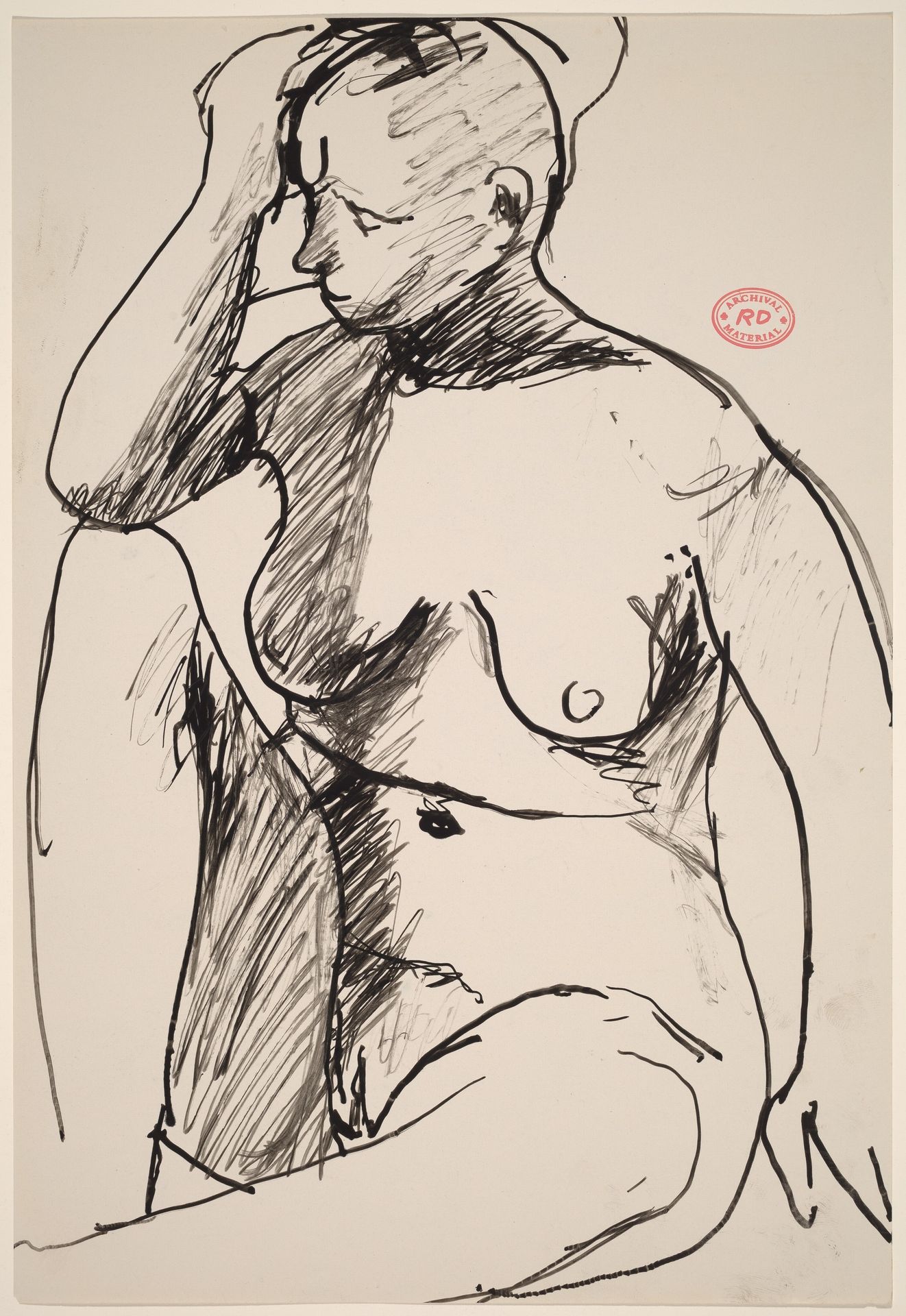 Untitled [seated female nude with right hand to forehead] by Richard Diebenkorn