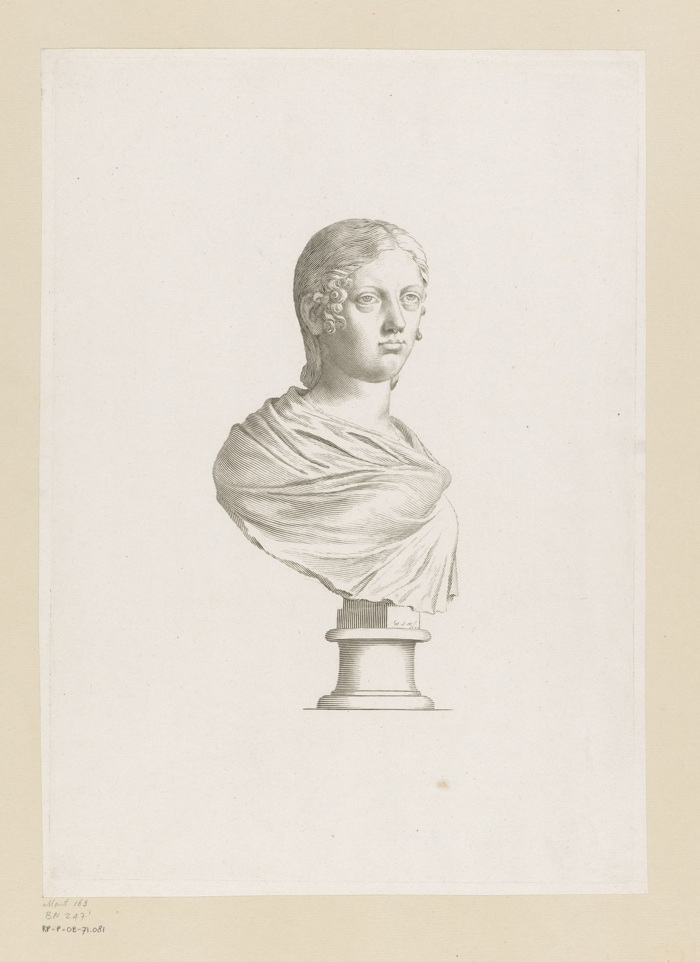 Buste van een Romeinse dame by Claude Mellan