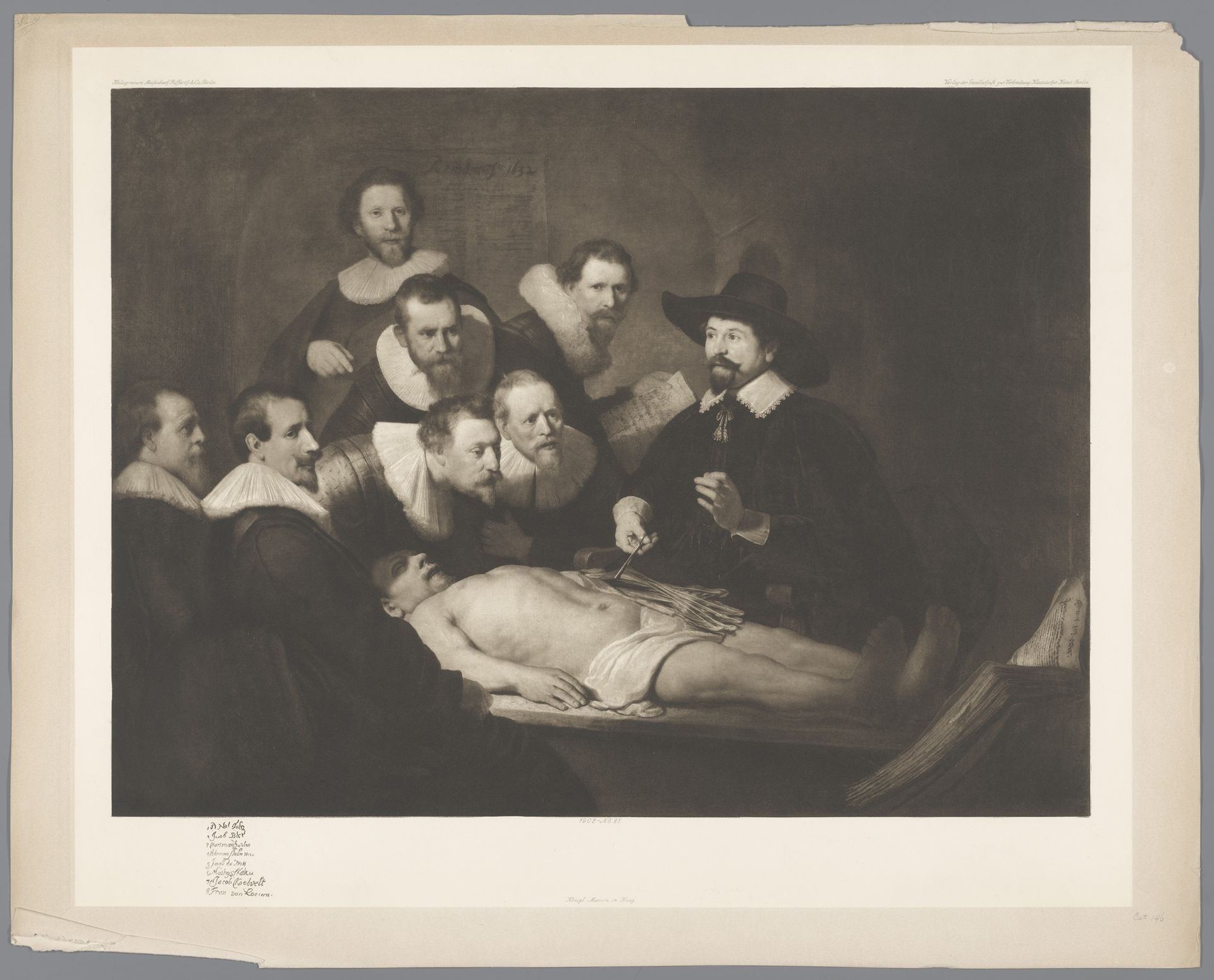 Fotoreproductie van schilderij De anatomische les van Dr. Nicolaes Tulp door Rembrandt, coll. Mauritshuis by Anonymous