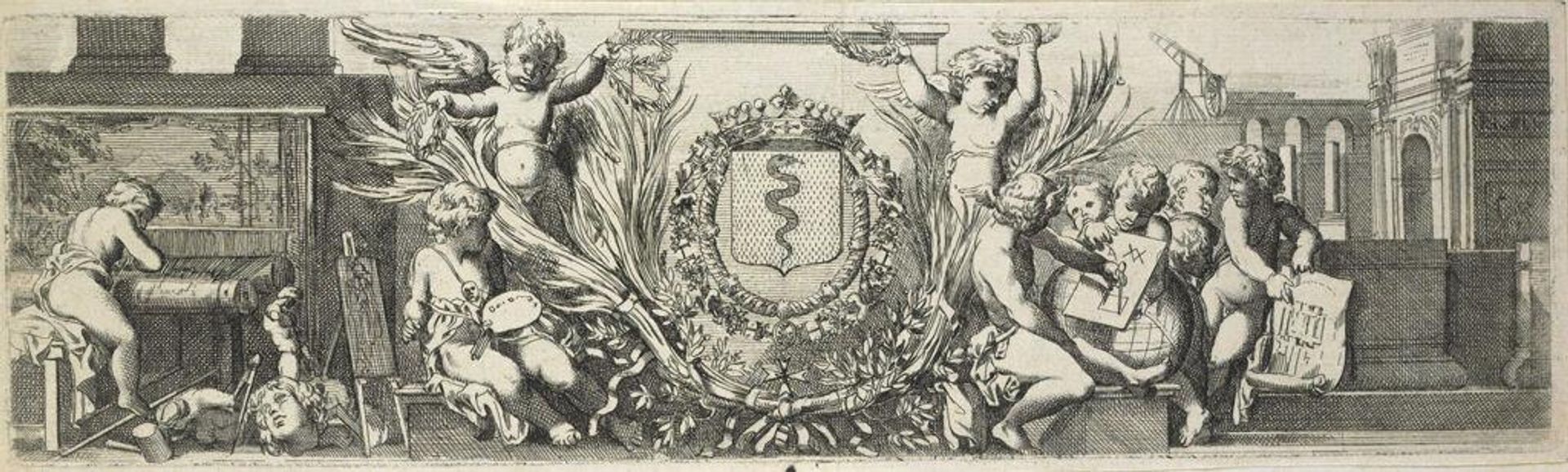 Genies with Arts and the Arms of Colbert by Anonymous