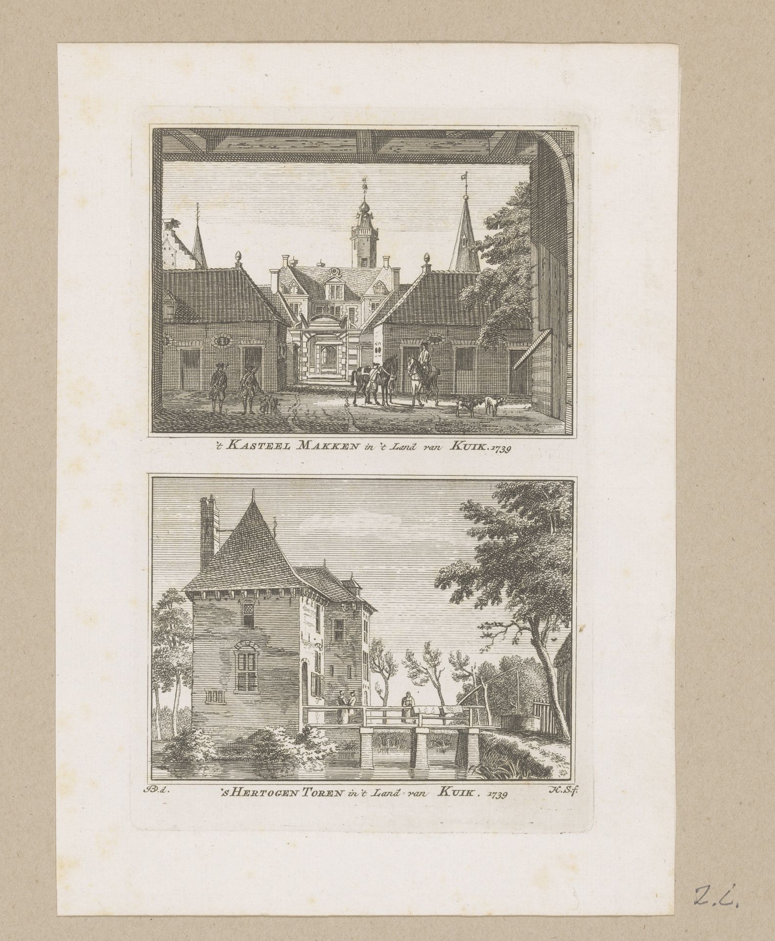Gezichten op het Kasteel Het Makken bij Vierlingsbeek en de 's-Hertogentoren in Groeningen by Hendrik Spilman