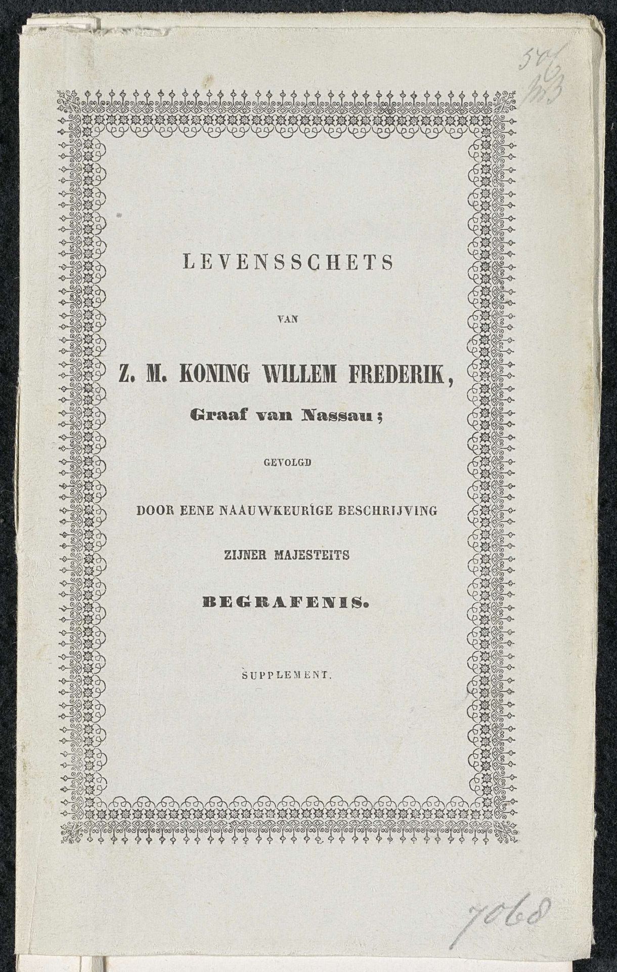 Boekje met twee platen van het overlijden van koning Willem I in Berlijn, 1843 by Koenraad Fuhri