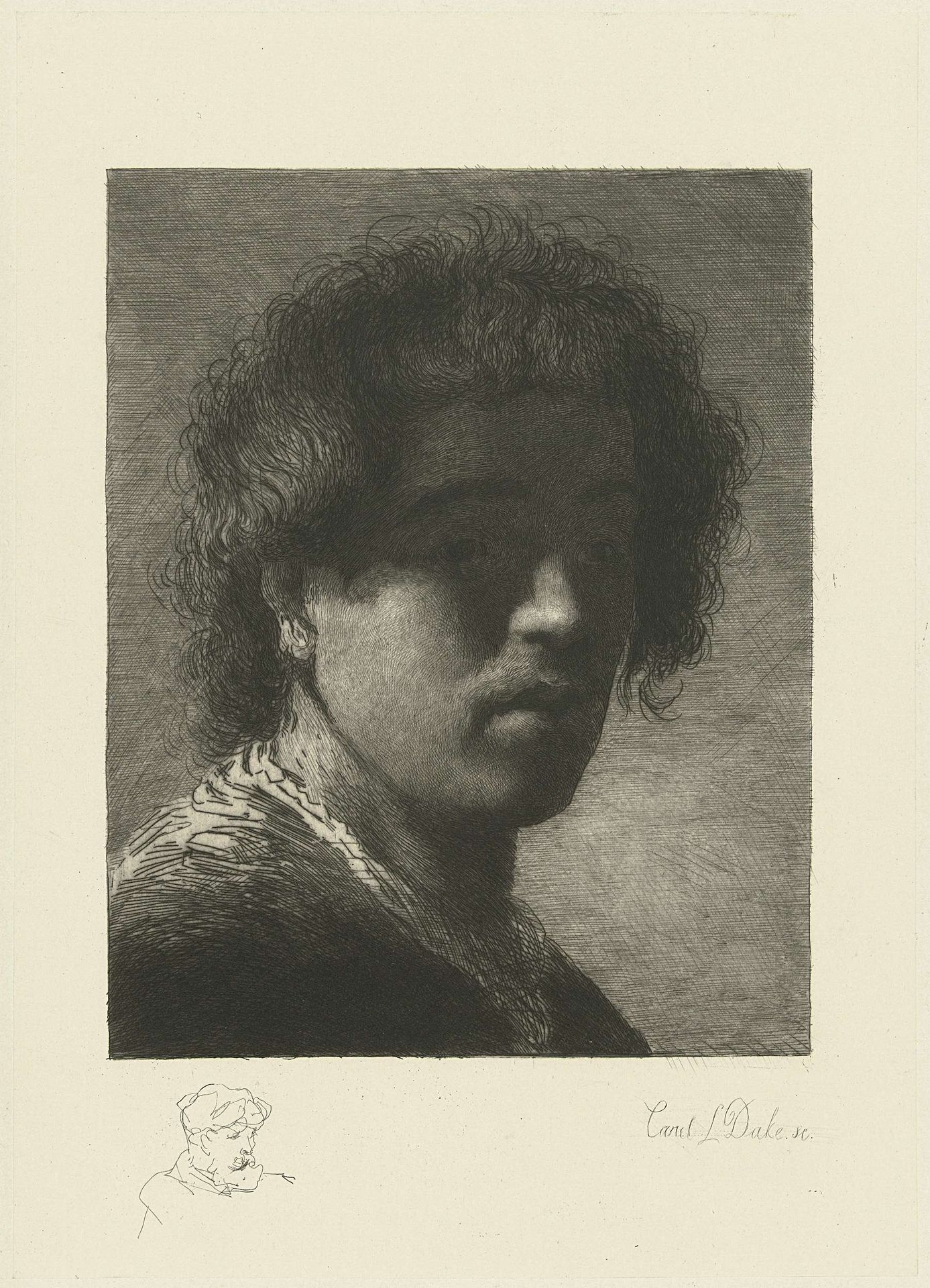 Portret van Rembrandt Harmensz. van Rijn by Carel Lodewijk Dake