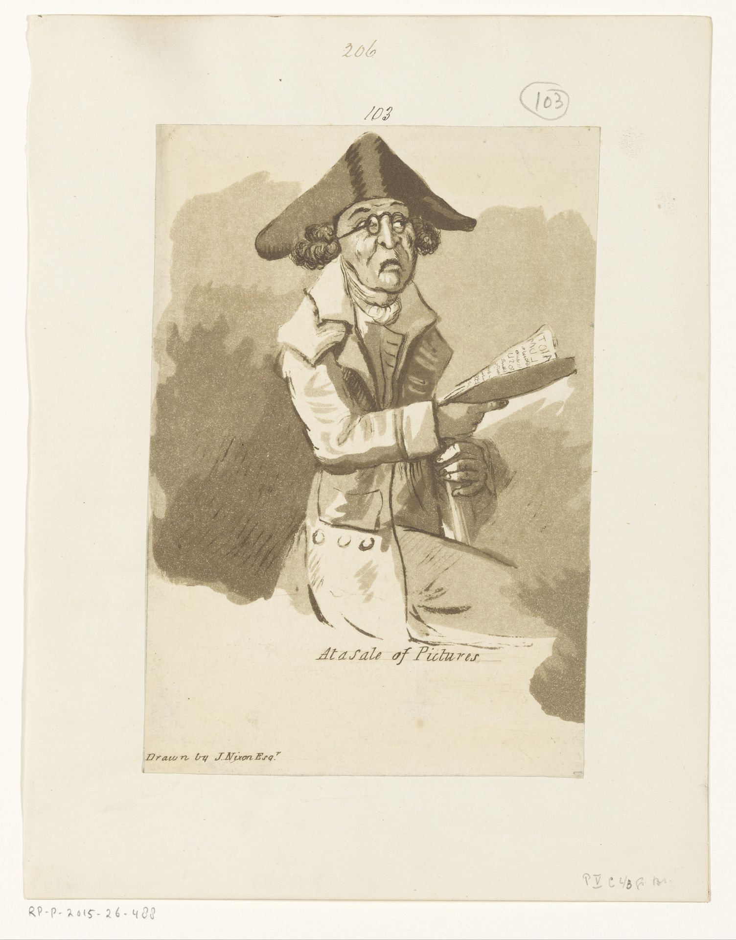 Man op een schilderijenveiling by John Nixon