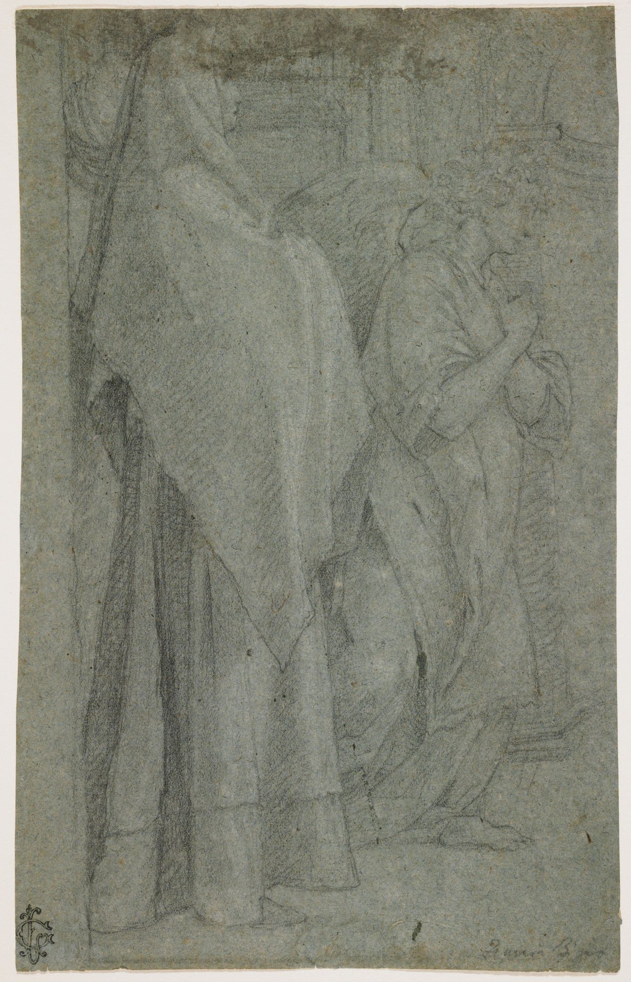 Standing Female Saint or Nun and an Angel (after Andrea del Sarto's -Annunciation to Zaccharias-) by Bernardino Poccetti