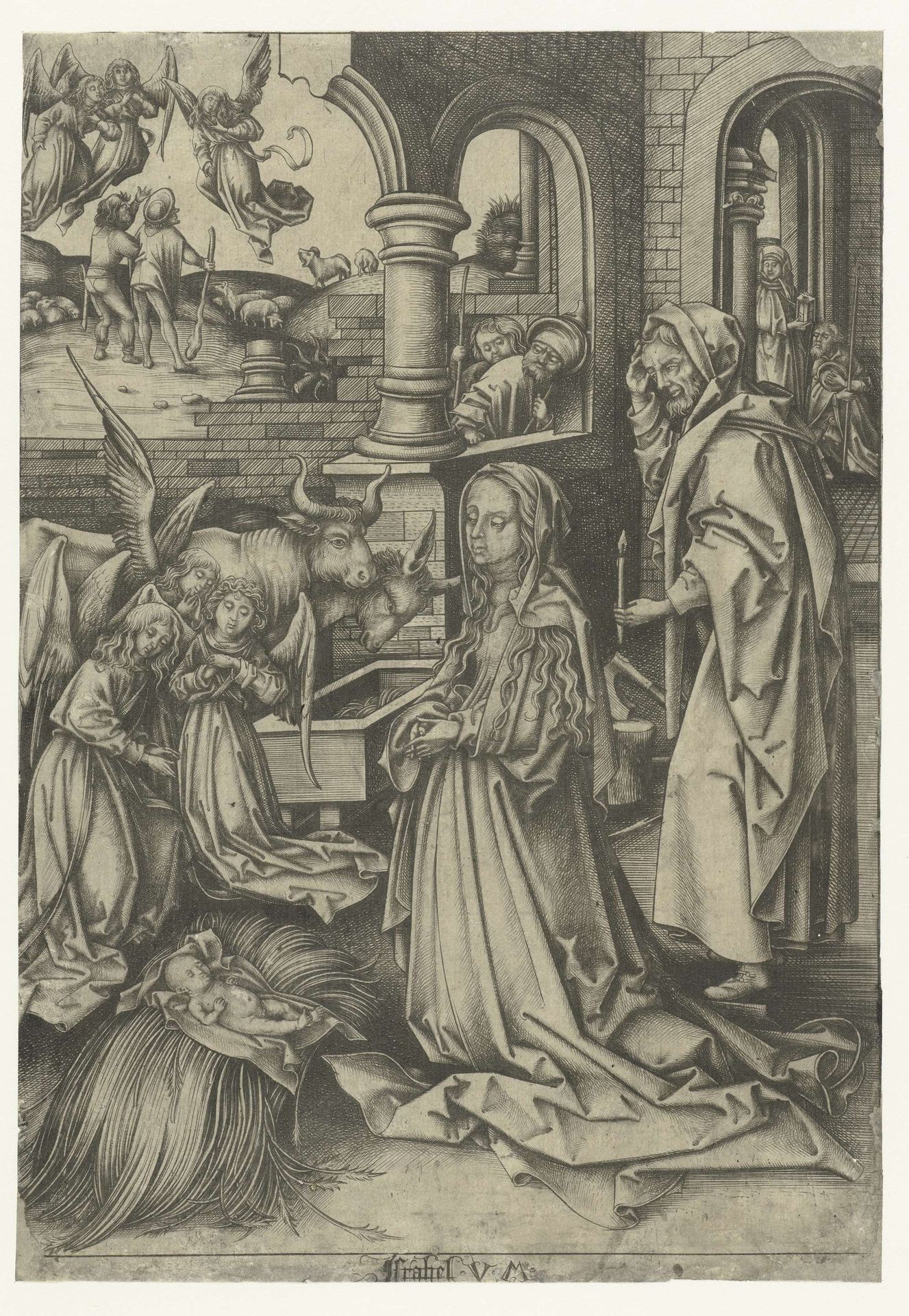 Geboorte van Christus by Israhel van Meckenem