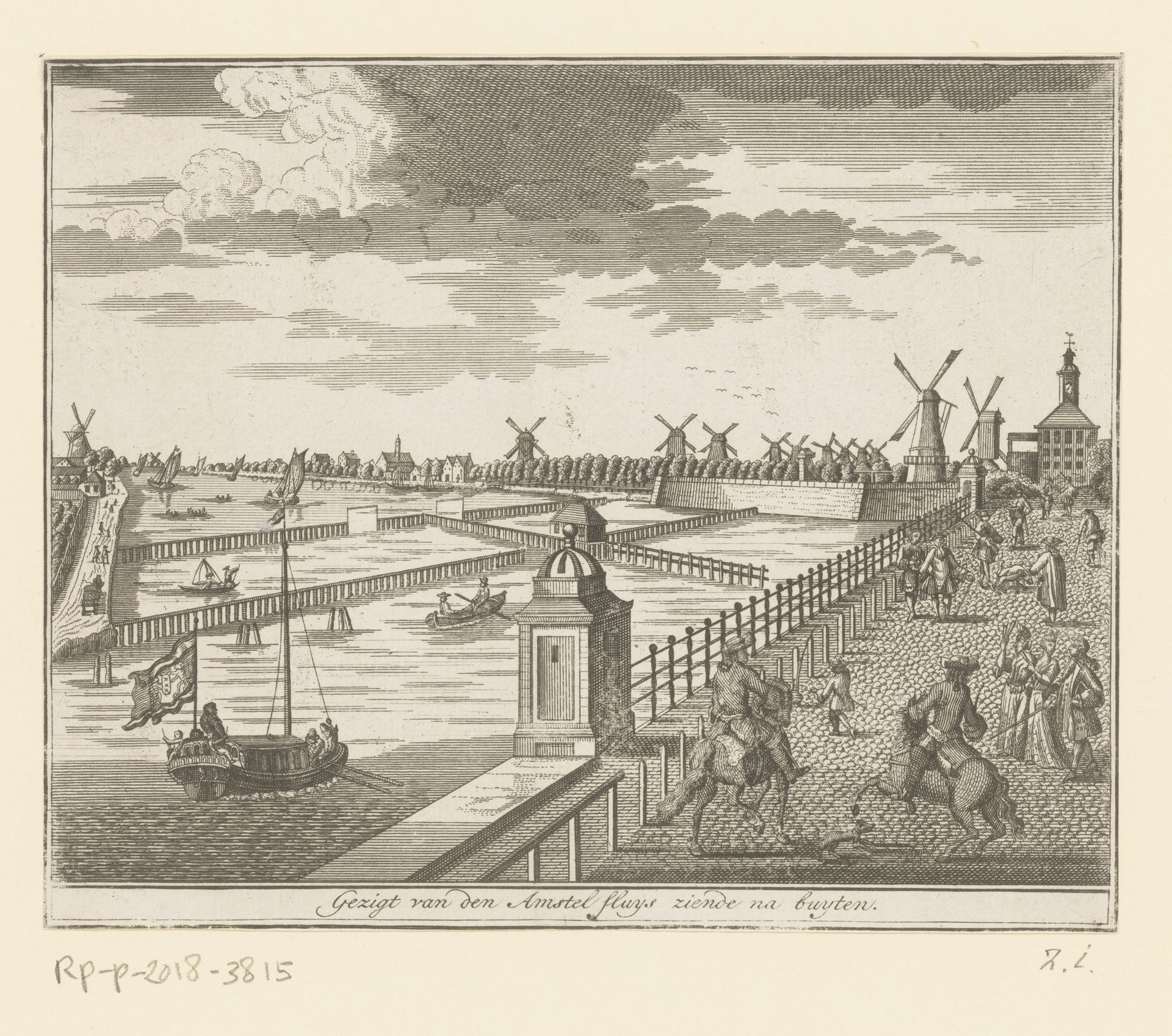 Gezicht op de Hogesluis en de Amstel, met links de Weesperzijde en rechts de Utrechtsepoort by Anonymous