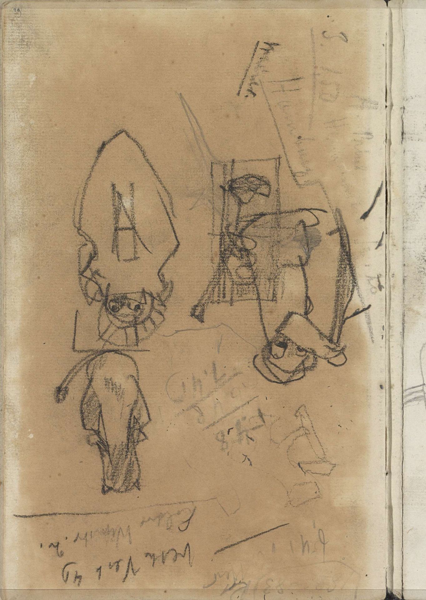 Studieblad, ondere andere met een baby en een kat by George Hendrik Breitner