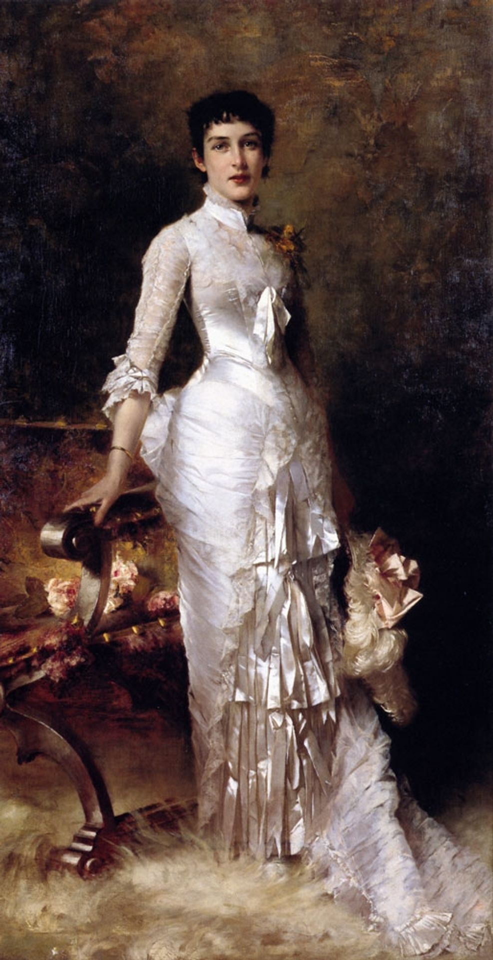 Young Beauty In A White Dress by Julius Leblanc Stewart
