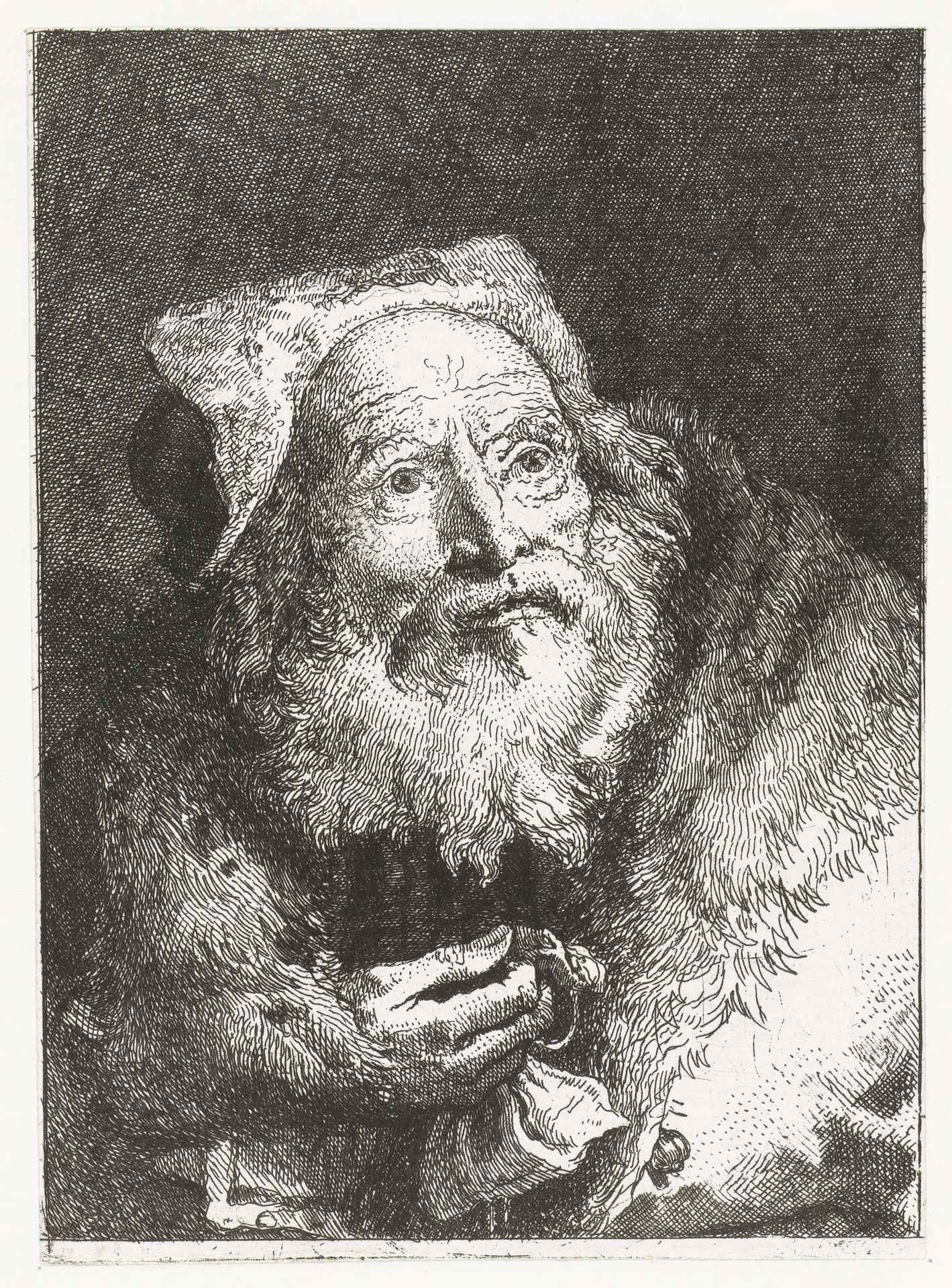 Oude man met armband in hand by Giovanni Domenico Tiepolo
