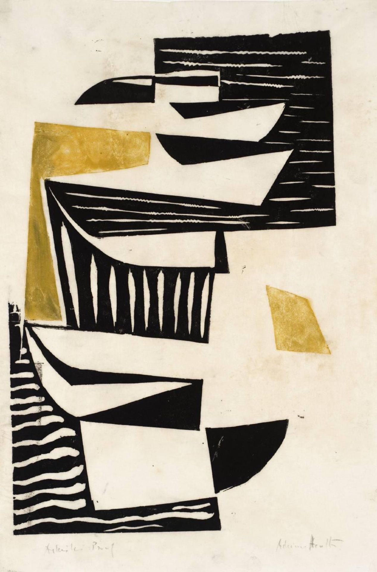 Composition - Black and Yellow by  Adrian Heath