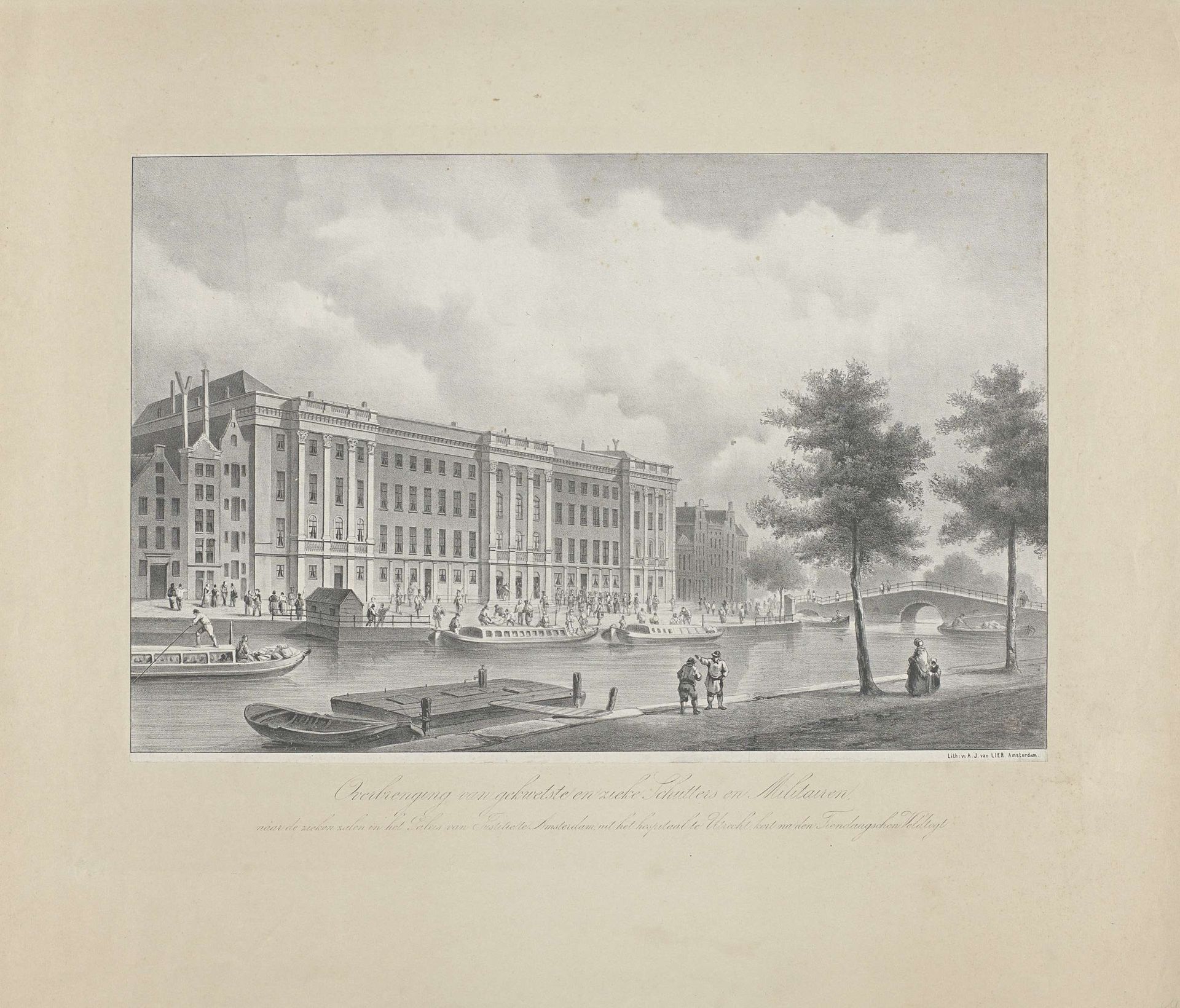 Gezicht op de Paleis van Justitie waarheen de gewonden uit de Tiendaagse Veldtocht worden overgebracht, 1831. by Anonymous