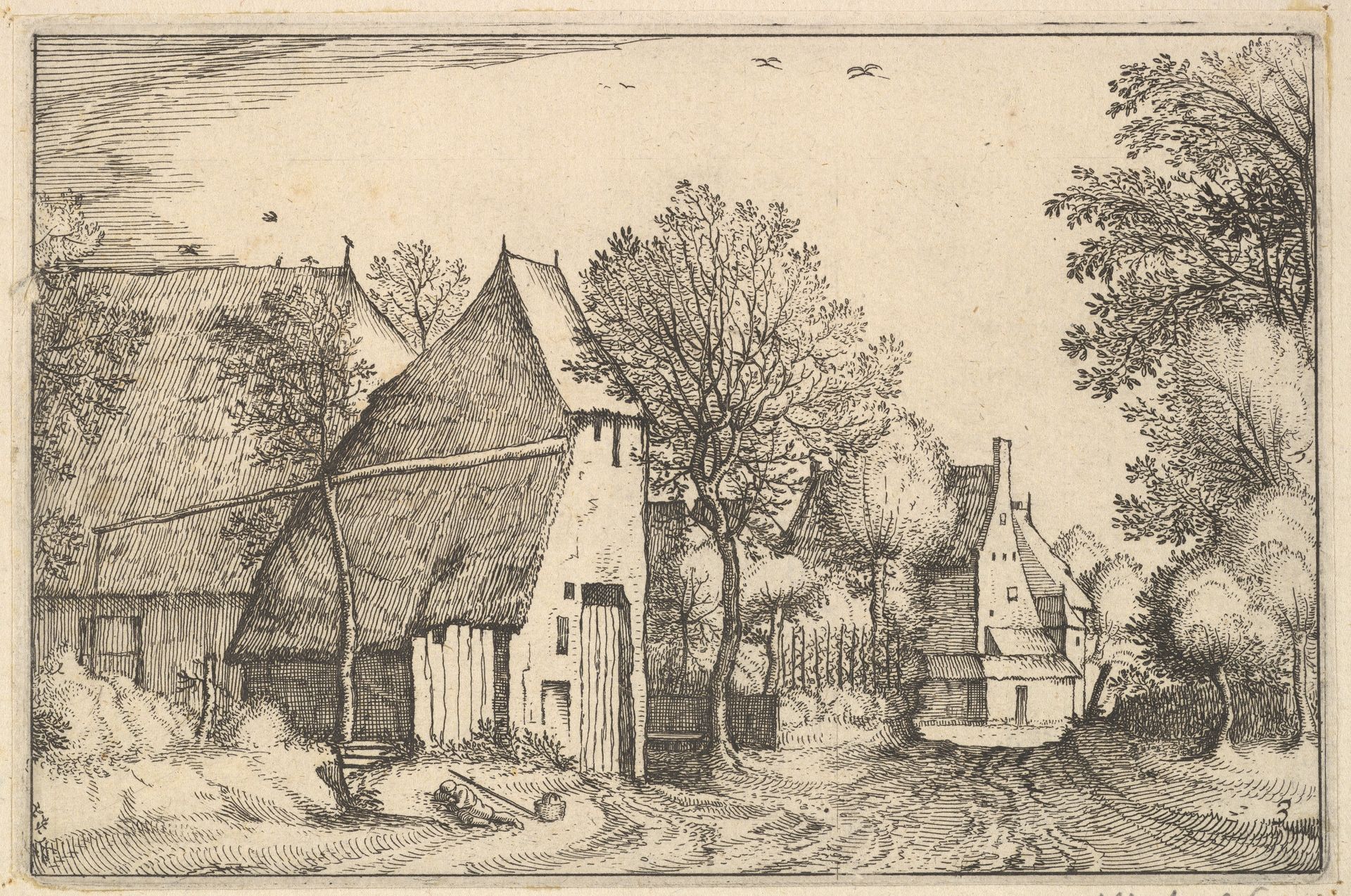 Village Road, plate 3 from "Regiunculae et Villae Aliquot Ducatus Brabantiae" by Claes Jansz. Visscher