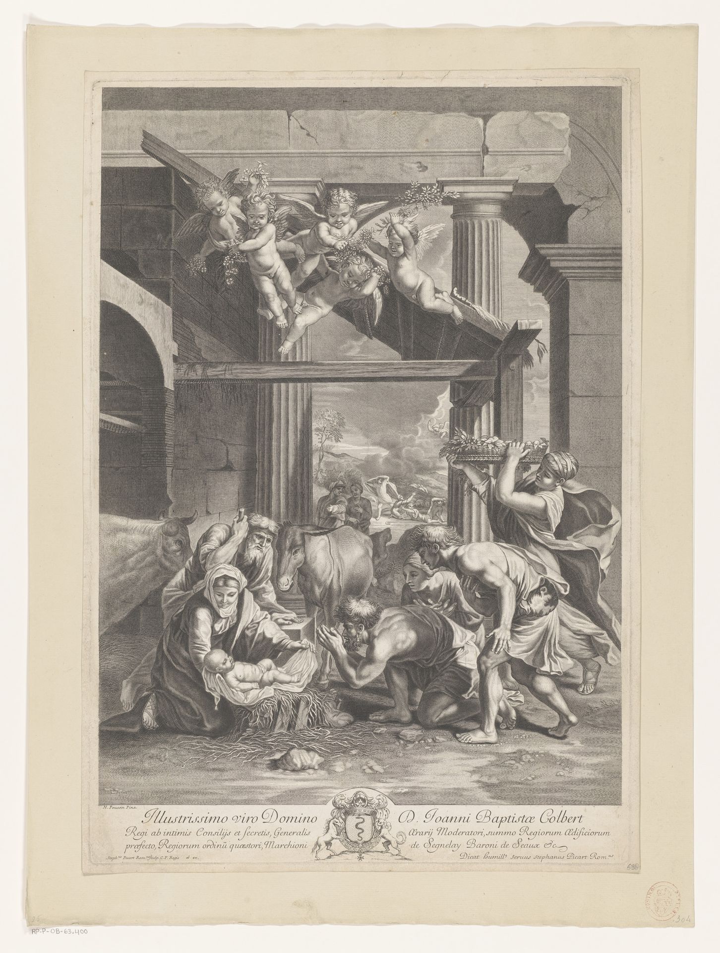 Aanbidding door de herders by Etienne Picart