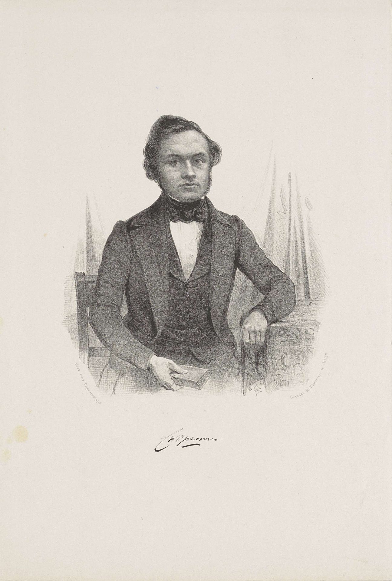 Portret van Ch. Opzoomer by Johann Peter Berghaus