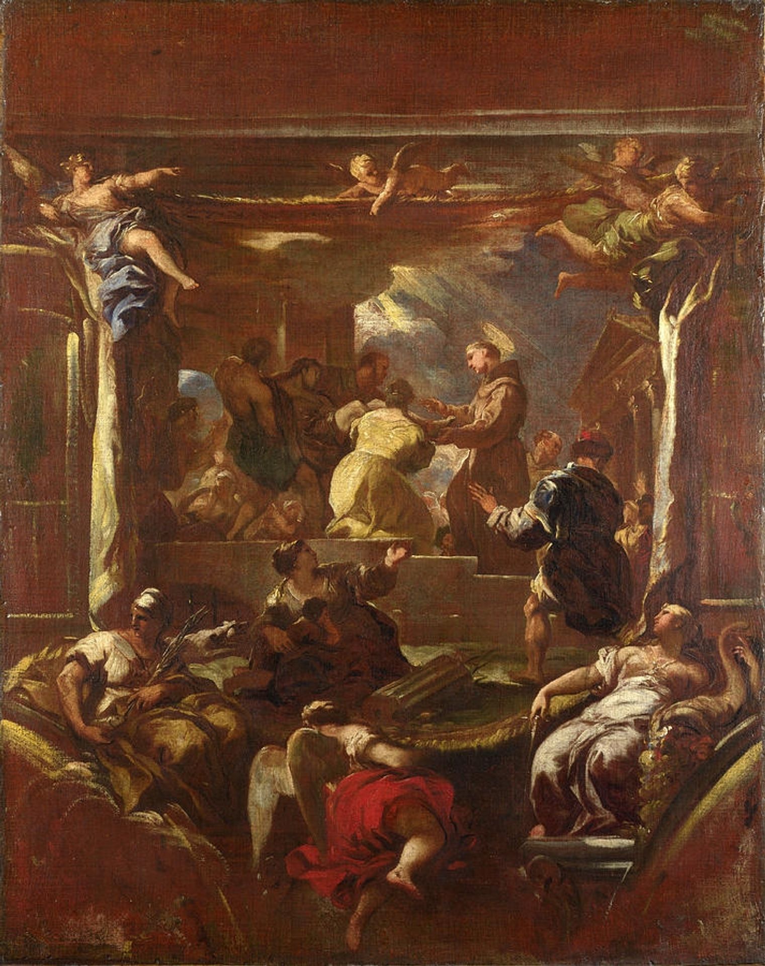 Saint Anthony of Padua miraculously restores the Foot of a Self-Mutilated Man by Luca Giordano
