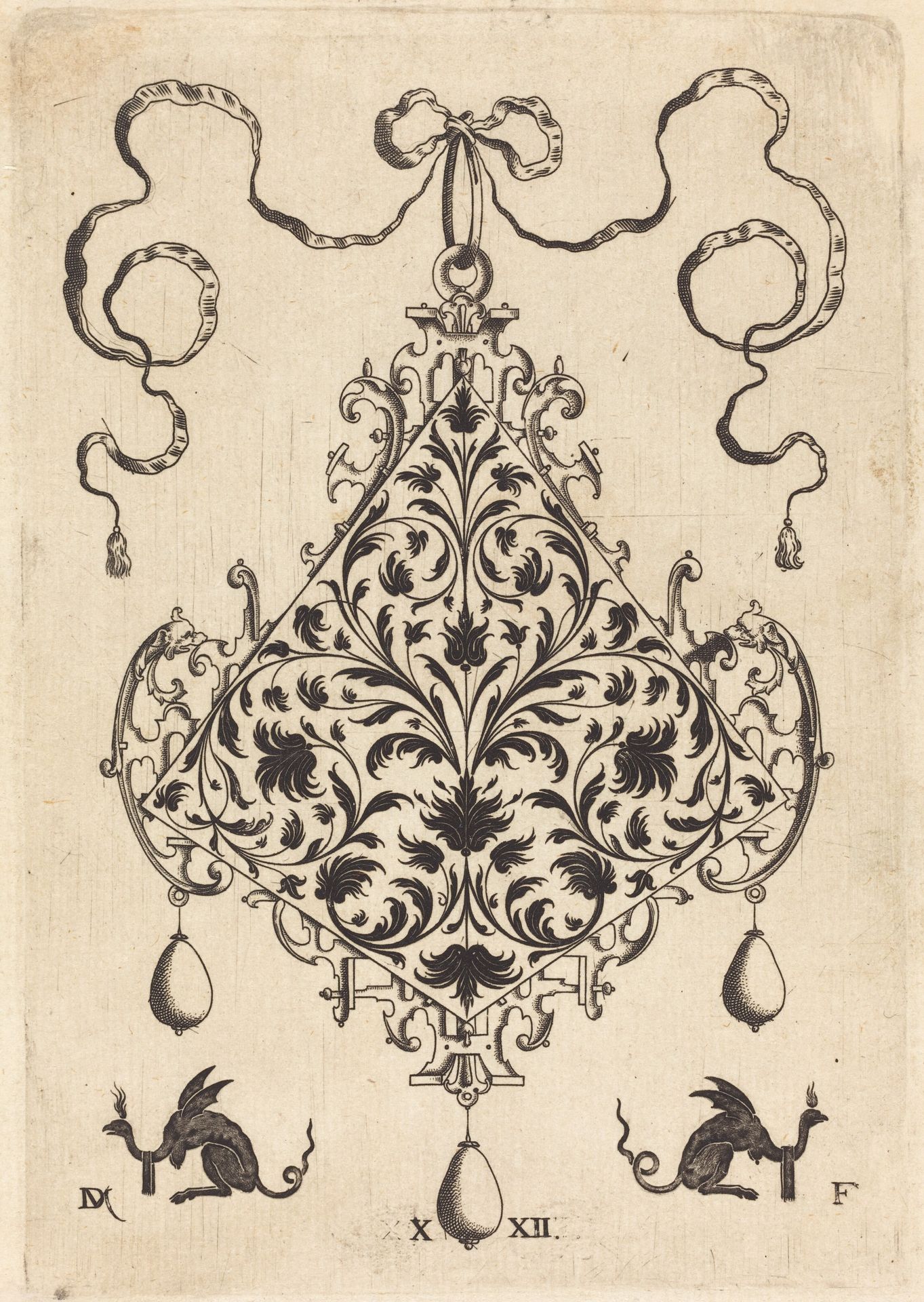 Large Pendant, Ornamental Foliage Design by Daniel Mignot