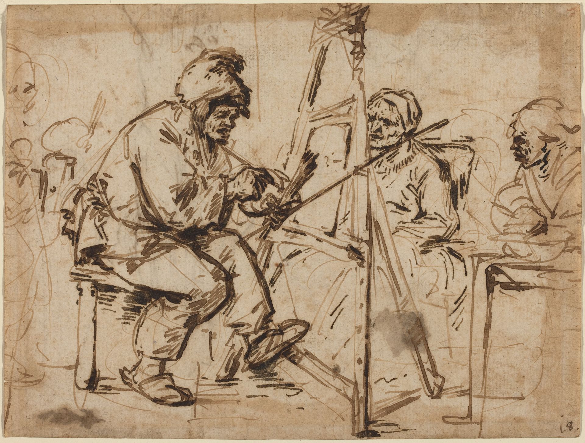 An Artist Seated at His Easel [recto] by Andries Both