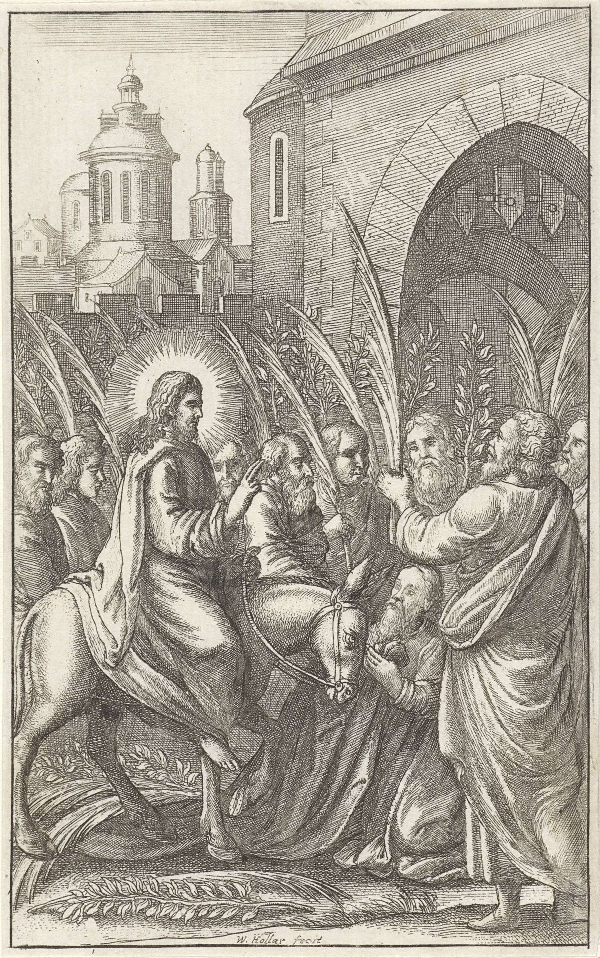 Intocht in Jeruzalem by Wenceslaus Hollar