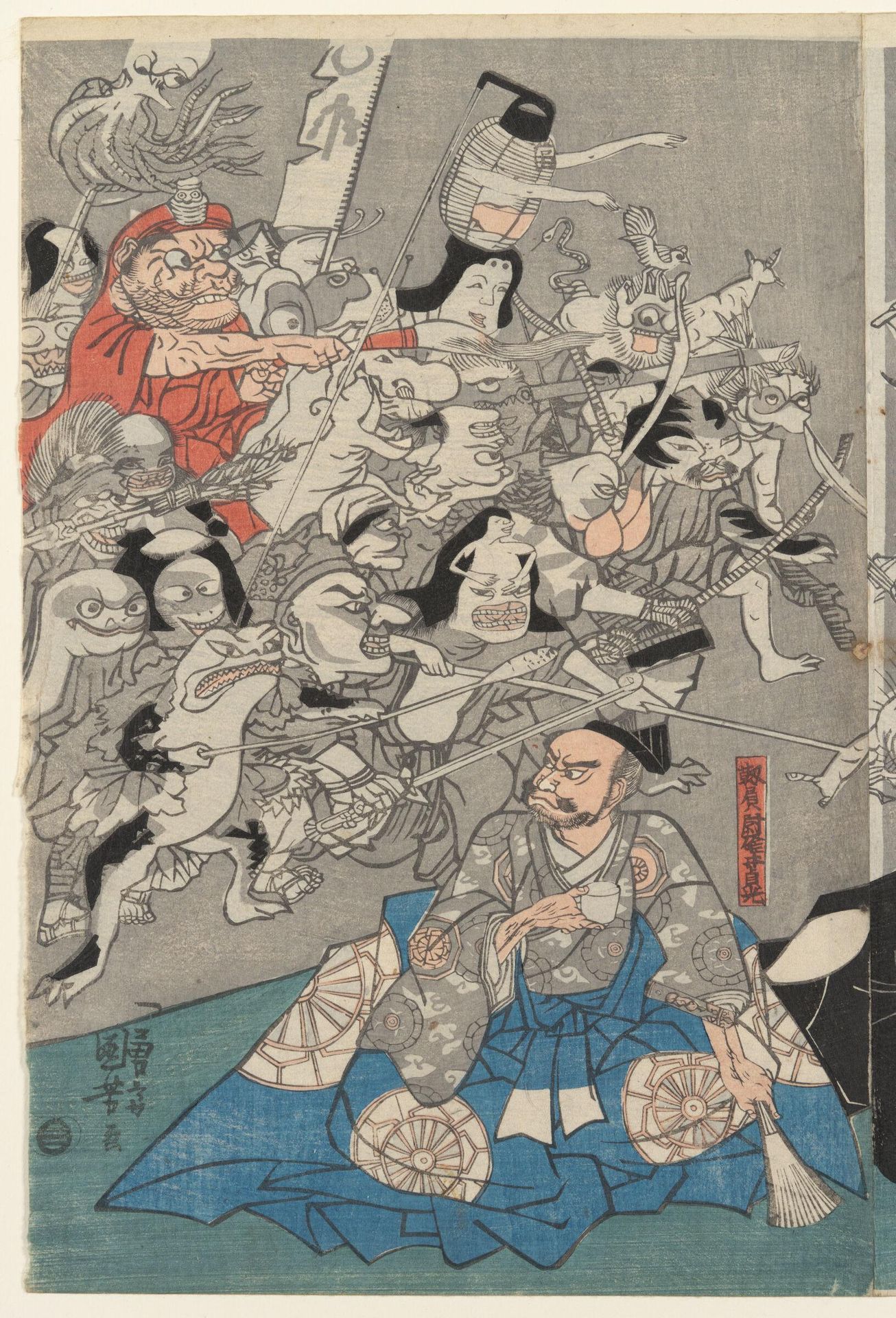 The Earth Spider Generates Monsters at the Mansion of Lord Minamoto Yorimitsu (Minamoto Yorimitsu [RaikÅ] kÅ no yakata ni tsuchigumo yÅkai o nasu zu) by Utagawa Kuniyoshi 歌川國芳