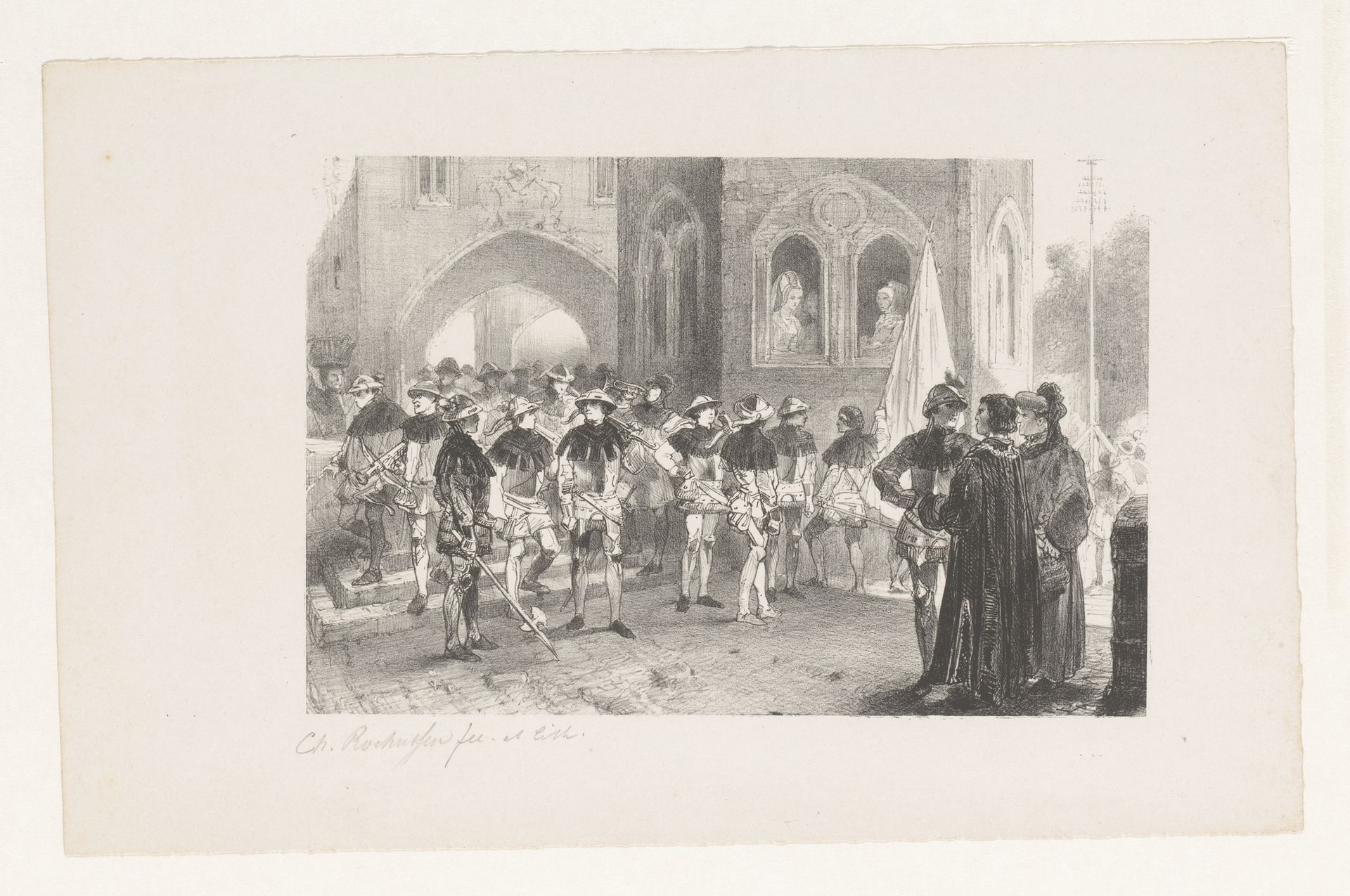 Uittocht van boogschutters by Charles Rochussen