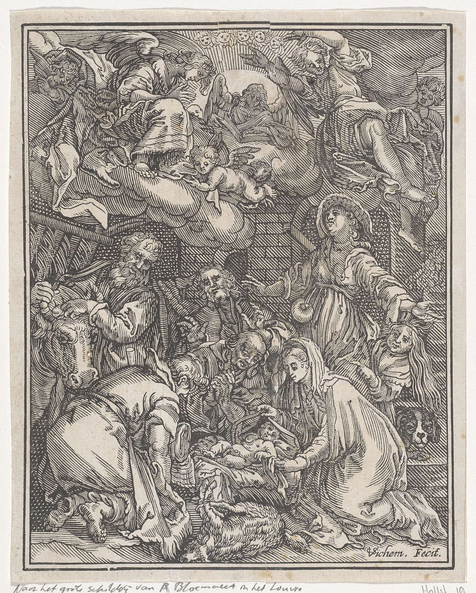 Aanbidding door de herders by Christoffel van (II) Sichem