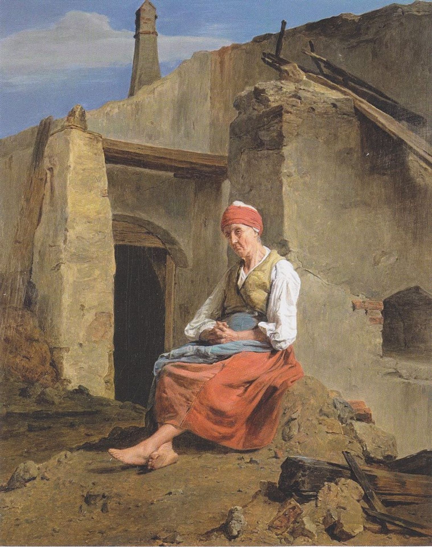 At the ruins of the fire by Ferdinand Georg Waldmüller