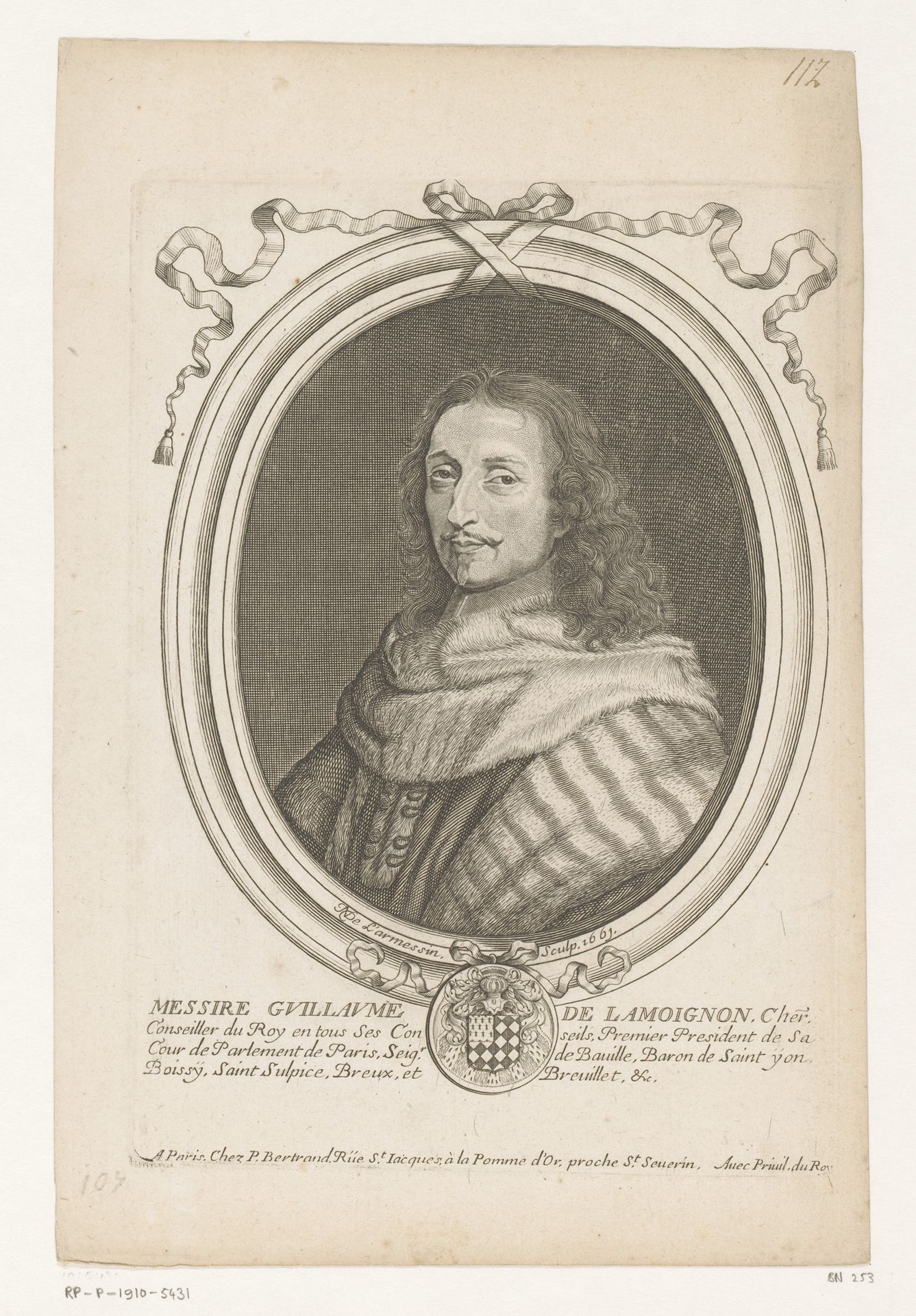 Portret van Guillaume de Lamoignon by Nicolas de (I) Larmessin