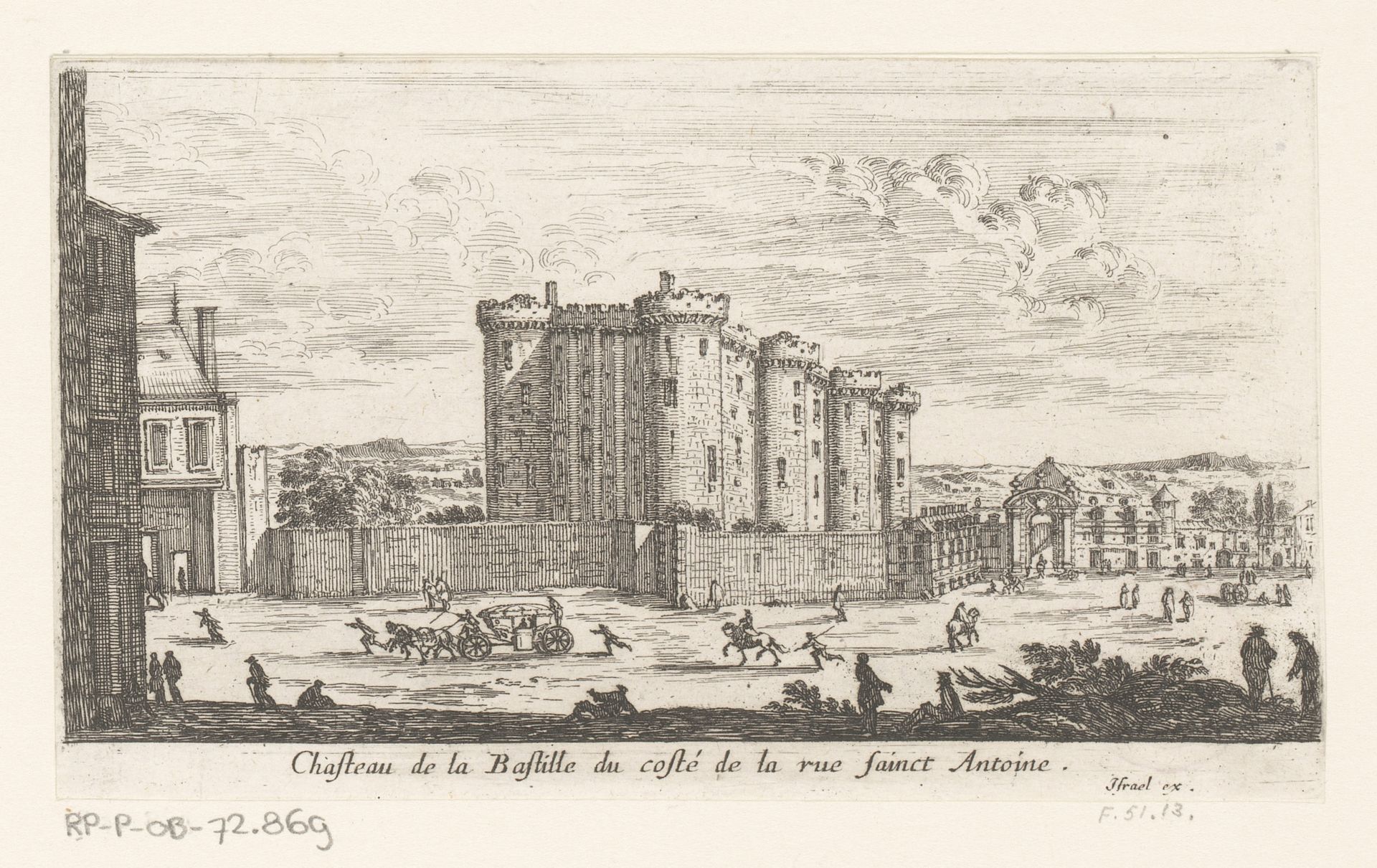 Gezicht op de Bastille by Israel Silvestre