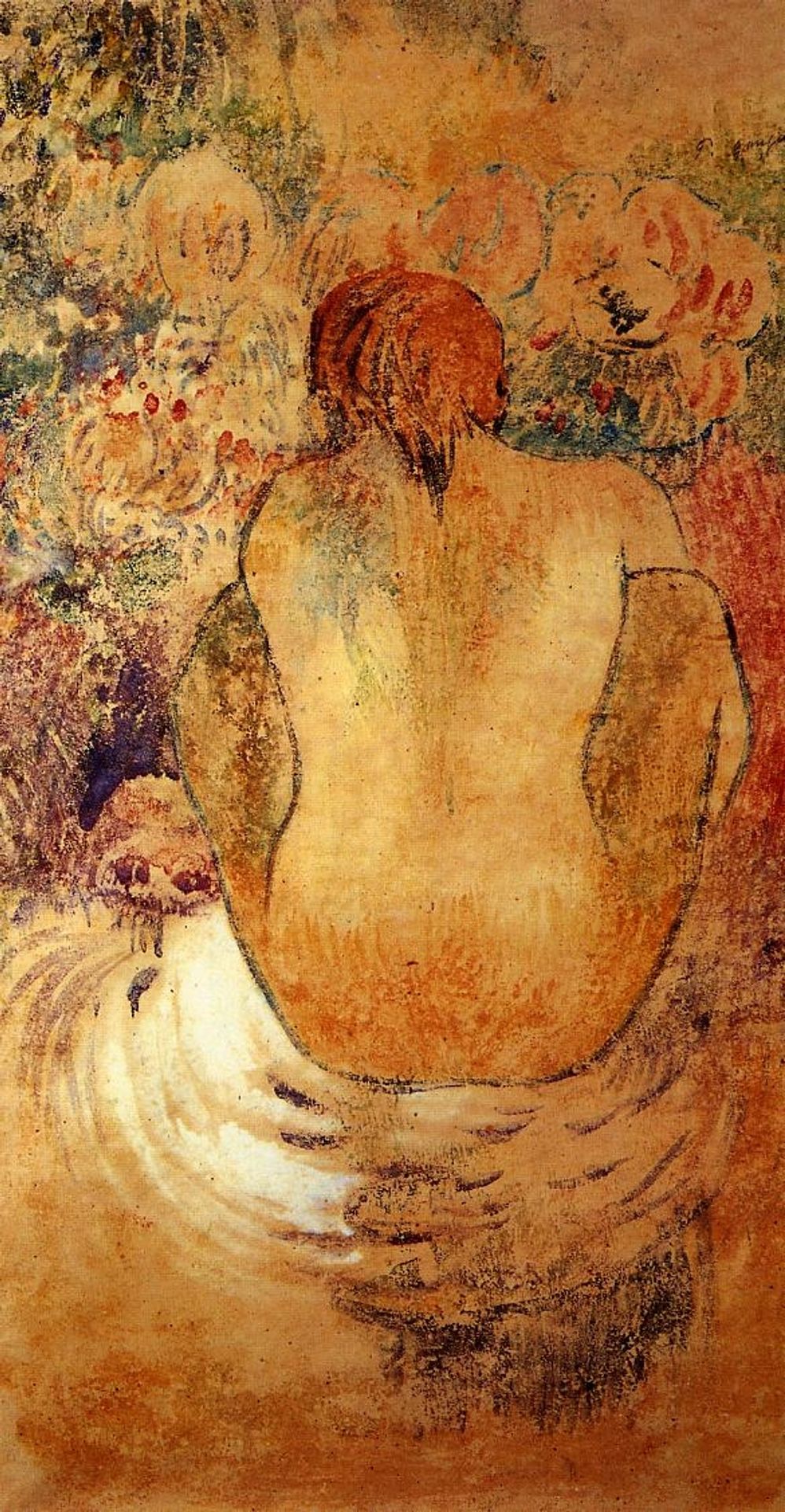 Crouching Tahitian woman by Paul Gauguin