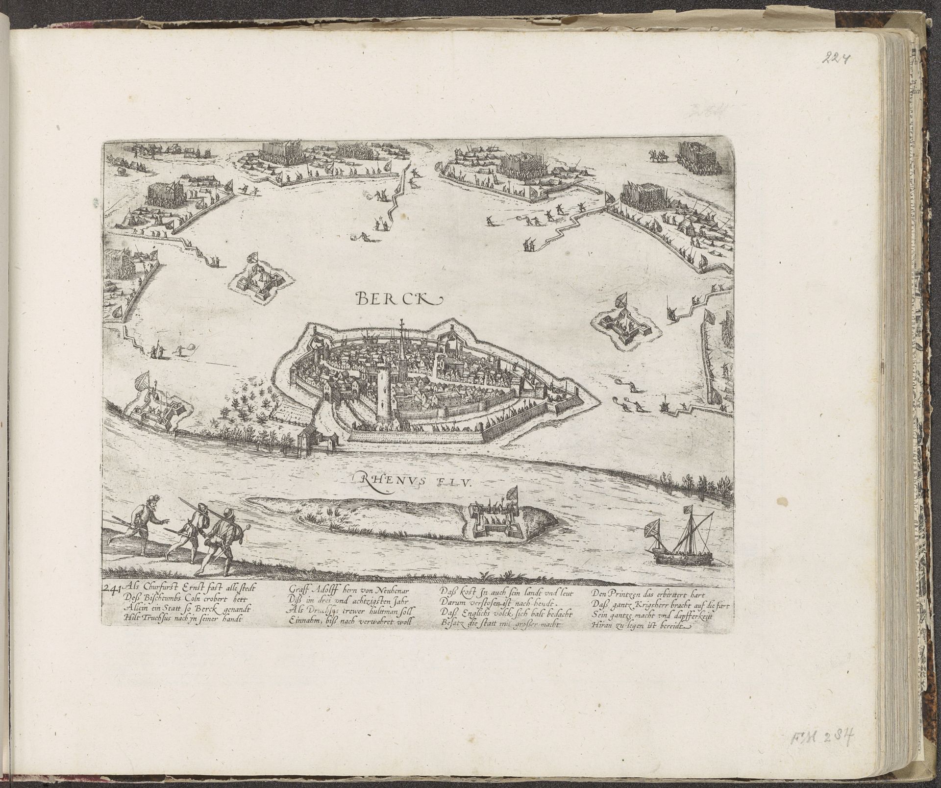 Beleg van Rheinberg door keurvorst Ernst van Beieren, 1586 by Frans Hogenberg