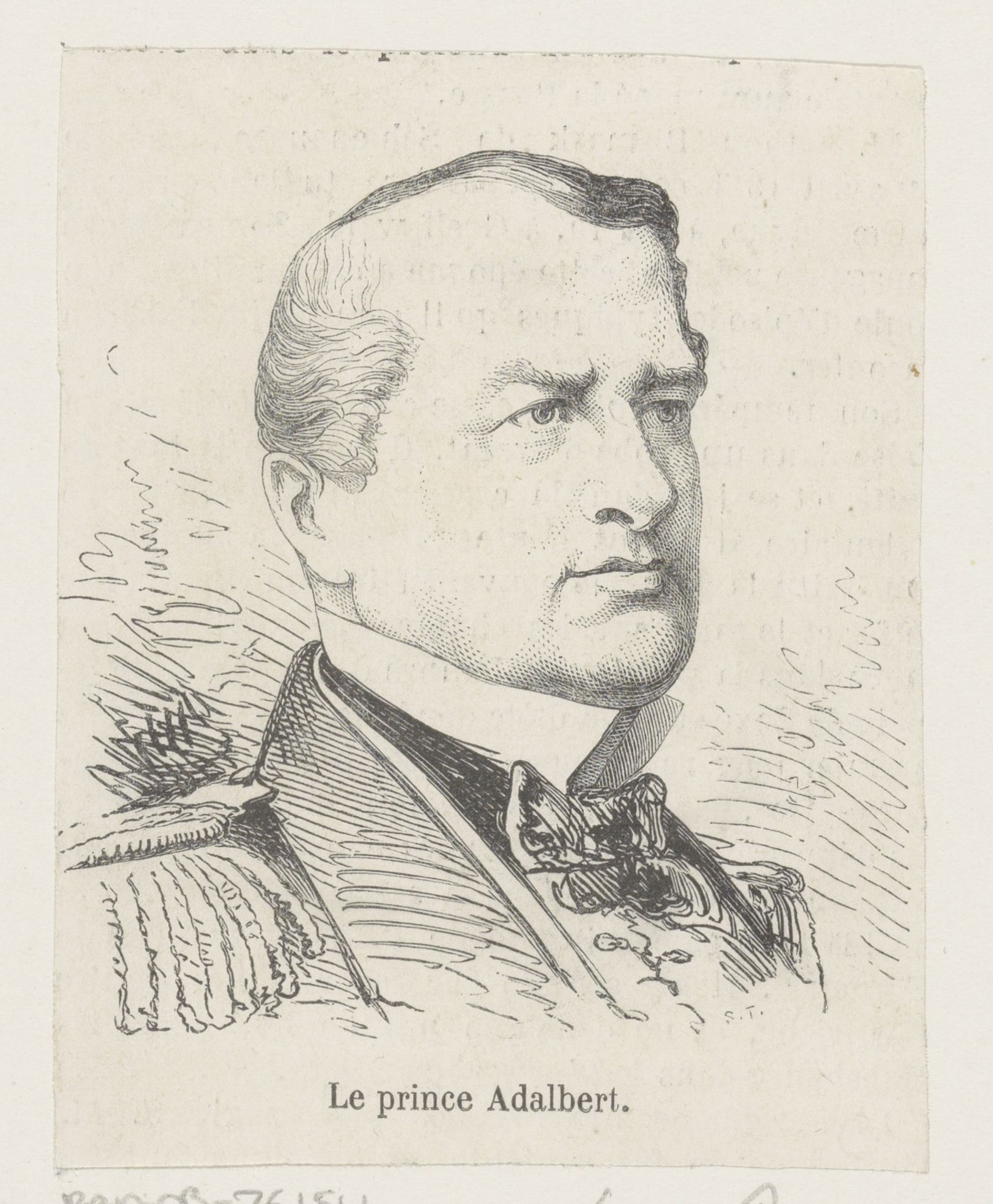 Portret van Adalbert, prins van Pruisen by Monogrammist ST (19e eeuw)