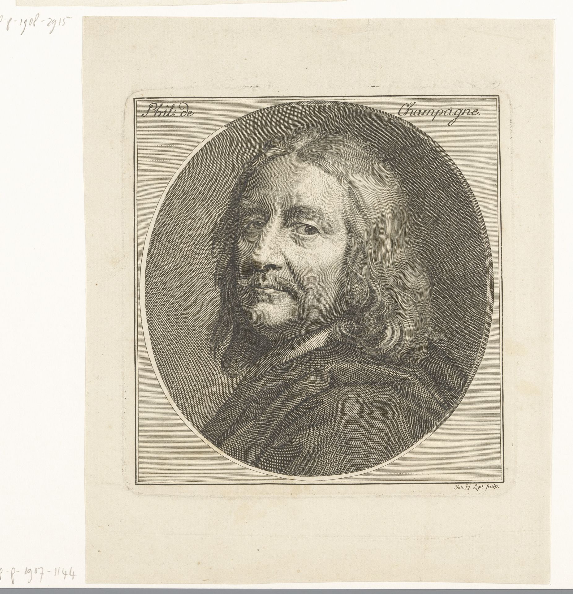 Portret van Philippe de Champaigne by Johann Heinrich Lips
