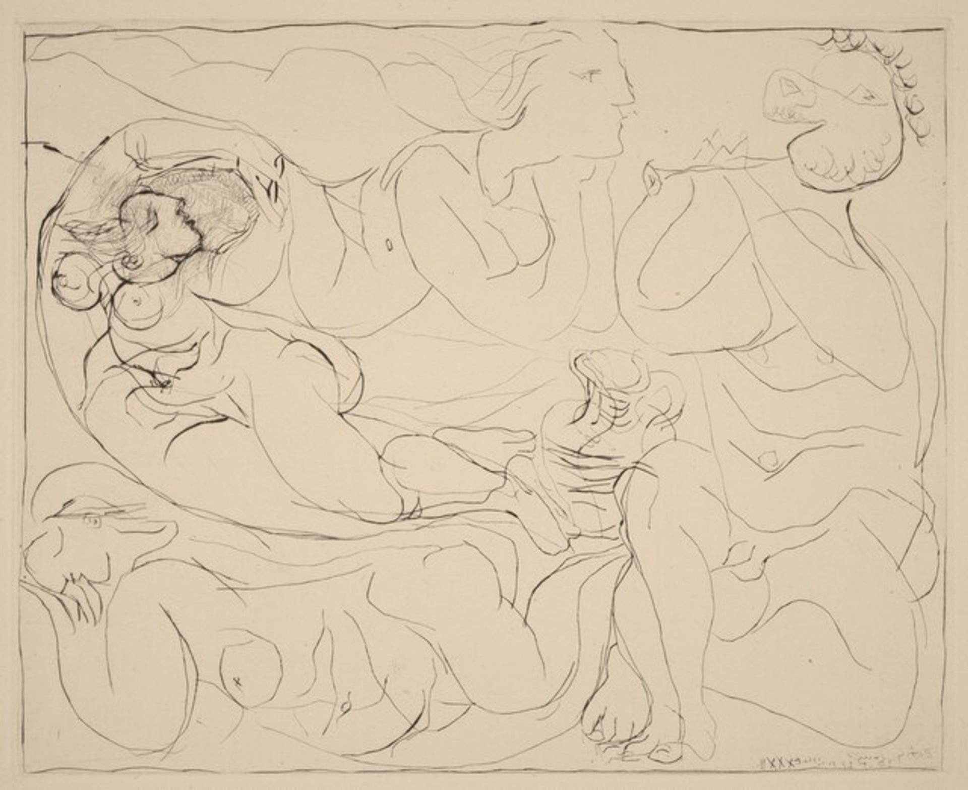 Flautist and Three Nudes (Flûtiste et trois femmes nues) by Pablo Picasso