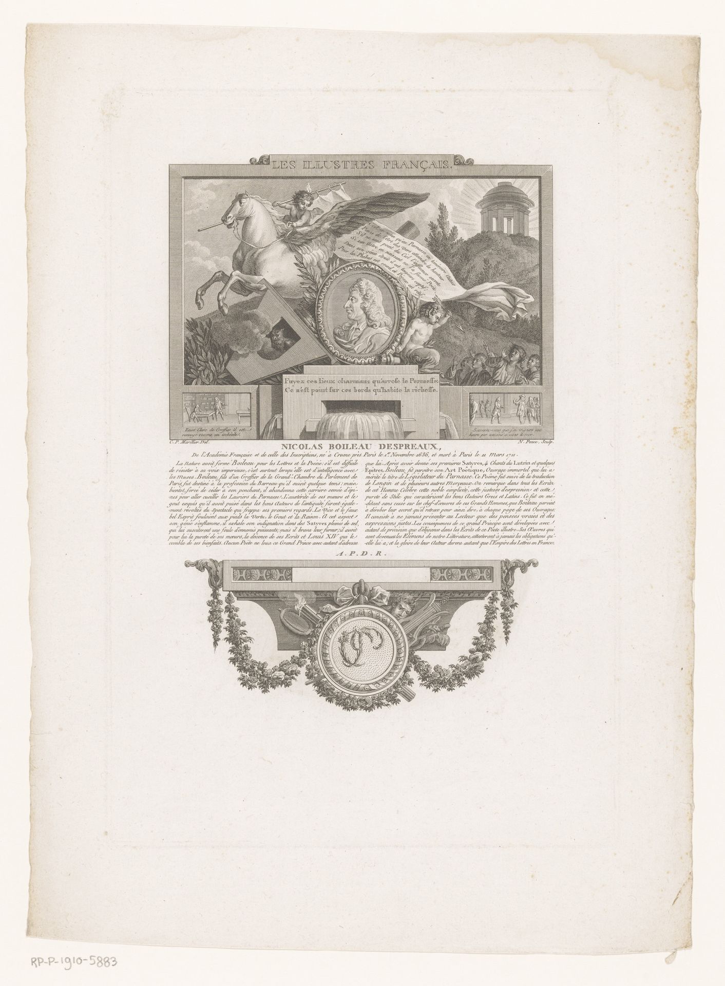 Allegorisch portret van Nicolas Boileau by Nicolas Ponce