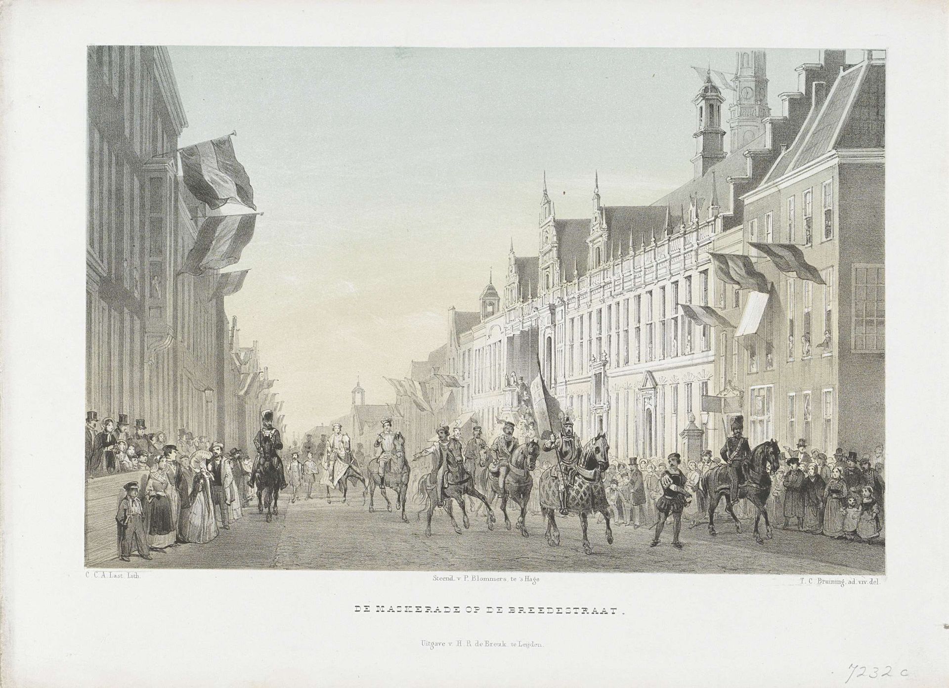 Maskerade door studenten in de Breestraat, 1855 by Carel Christiaan Antony Last