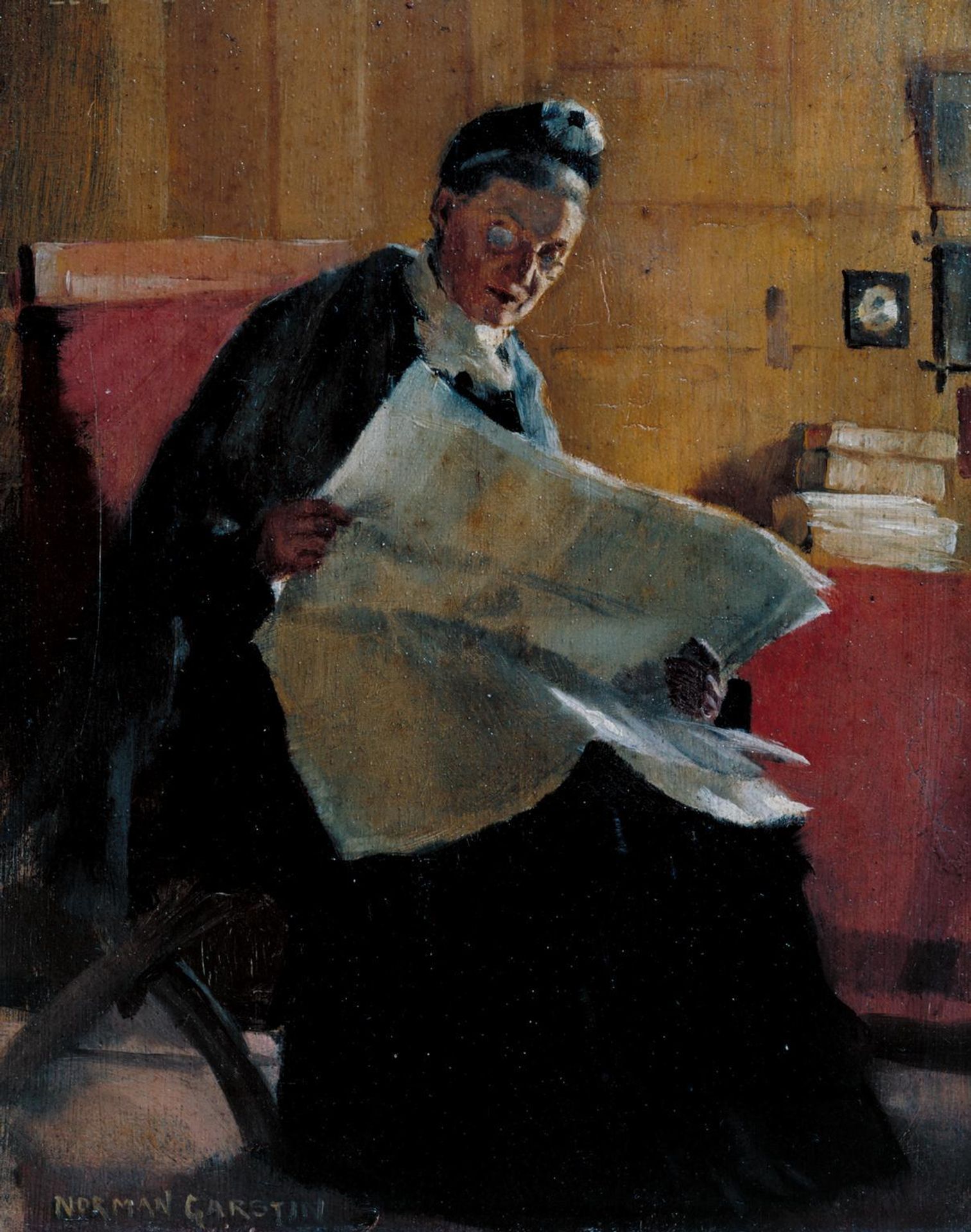 A Woman Reading a Newspaper by  Norman Garstin